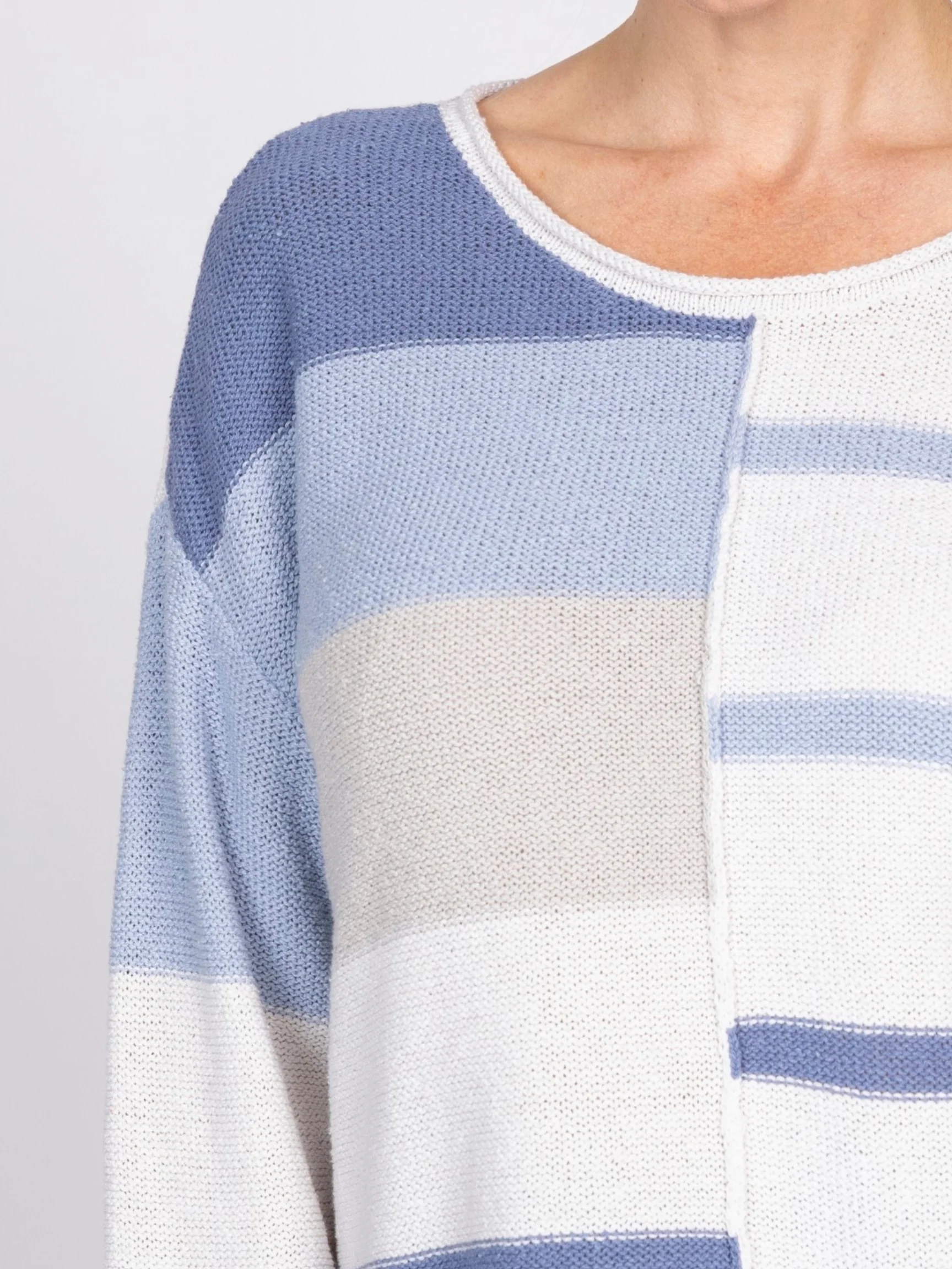 Split Stripes Sweater in Pool