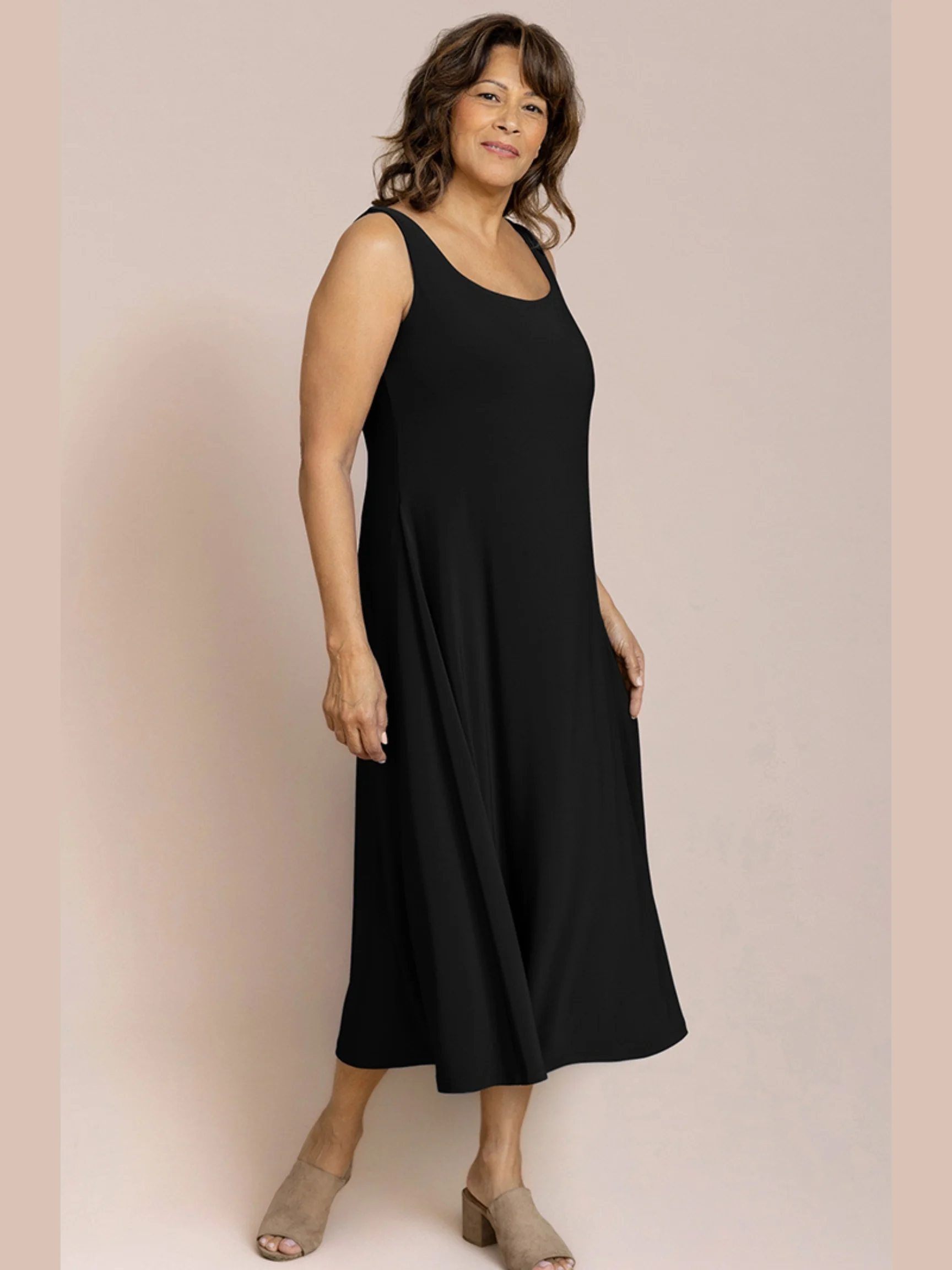Square Neck Fit N Flare Dress in Black