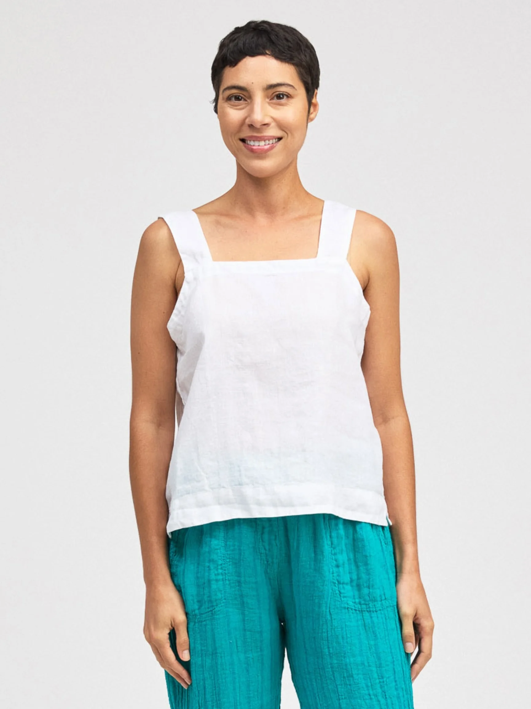 Square Neck Shell in White