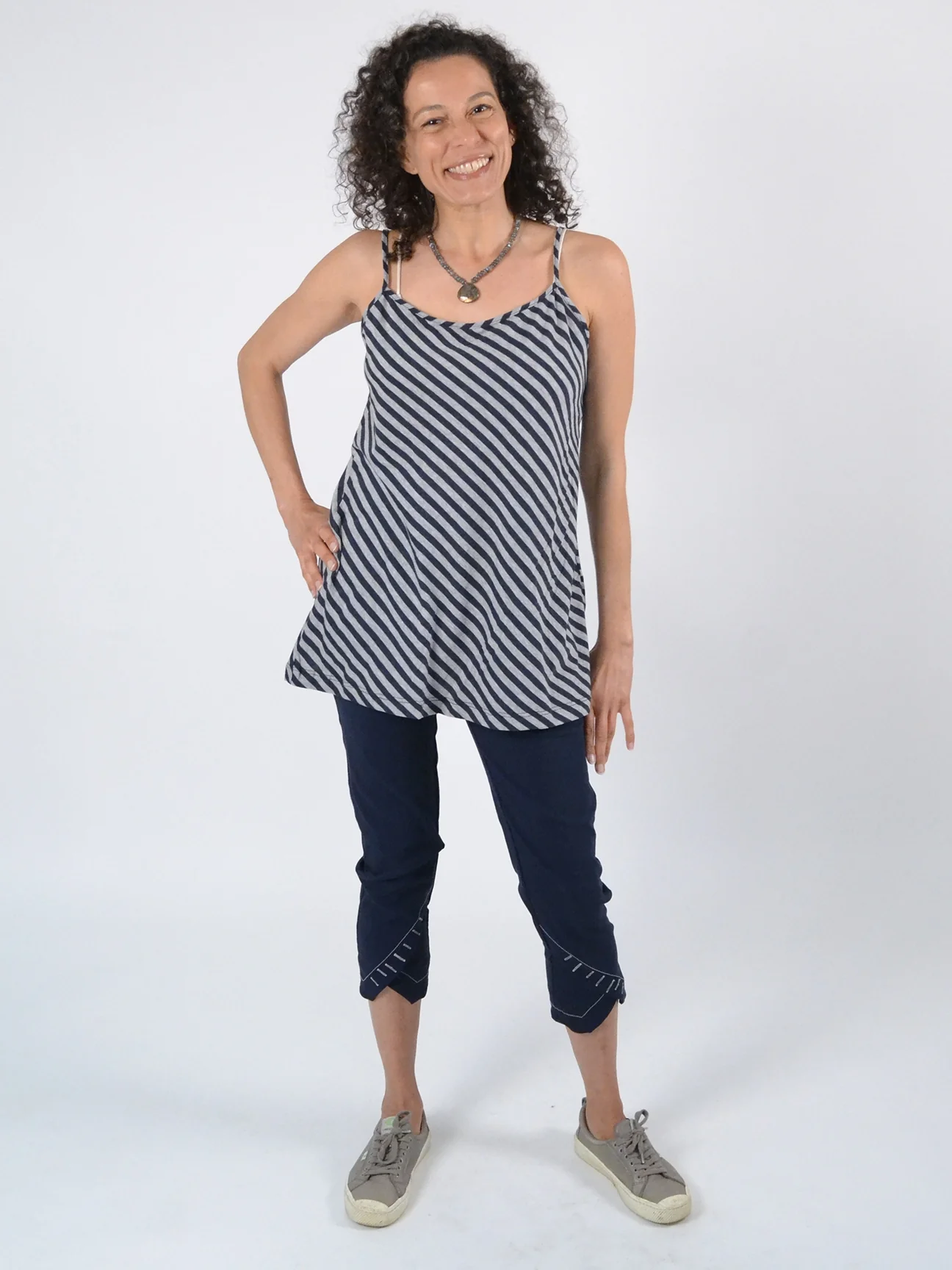 Stripe Lucille Tunic in Blue/Grey