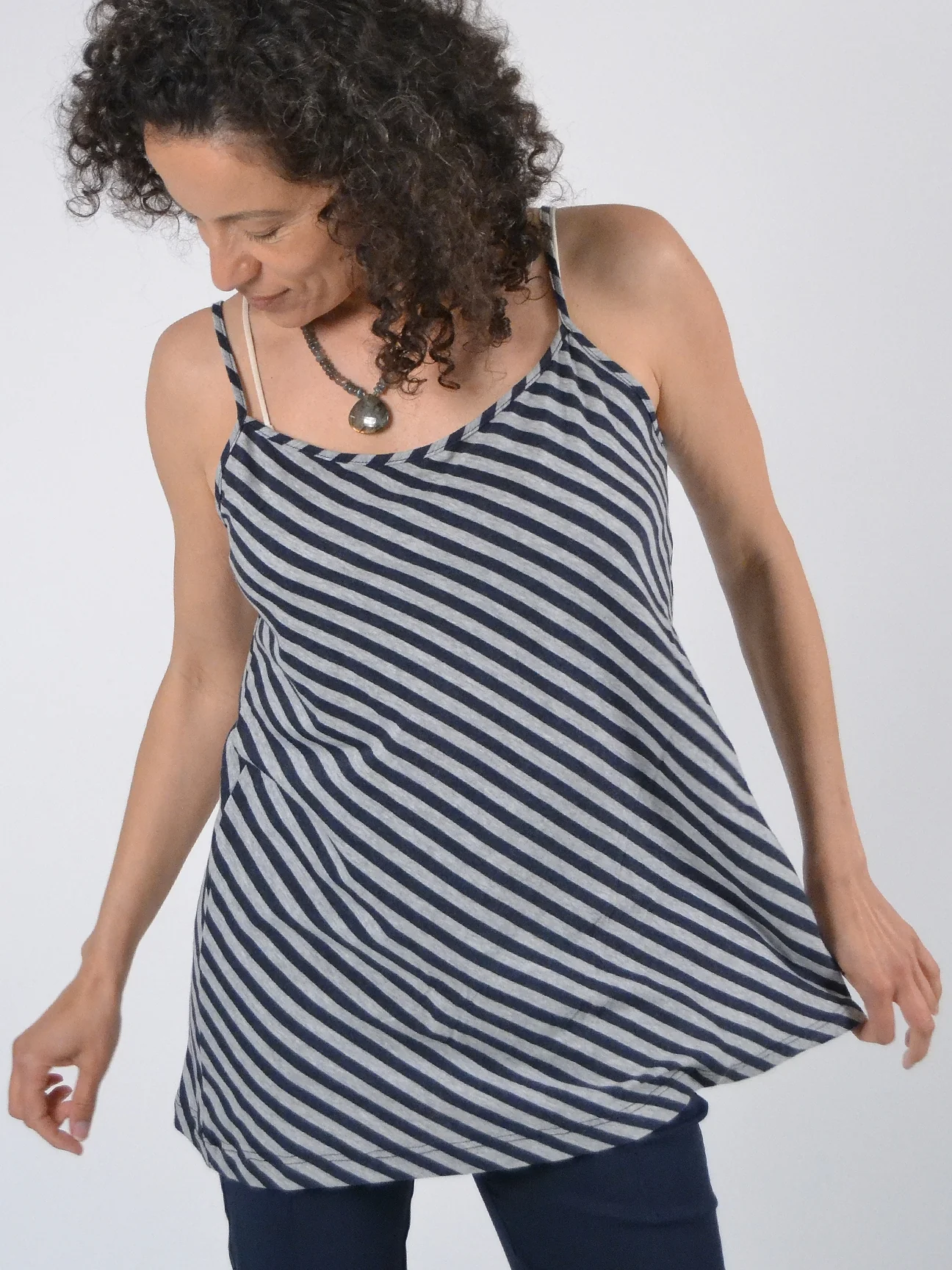Stripe Lucille Tunic in Blue/Grey