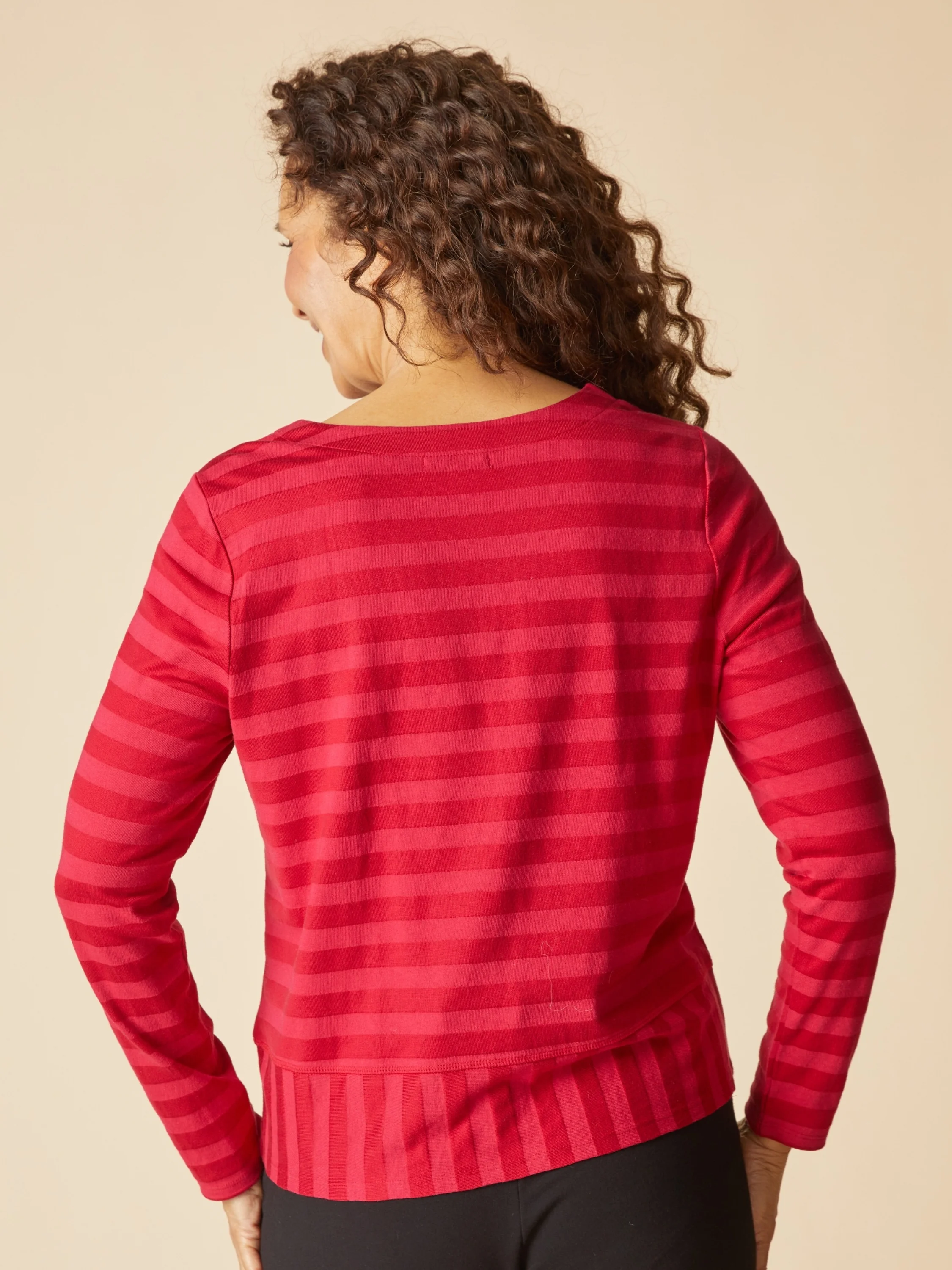 Stripe Seamed Tee in Wineberry