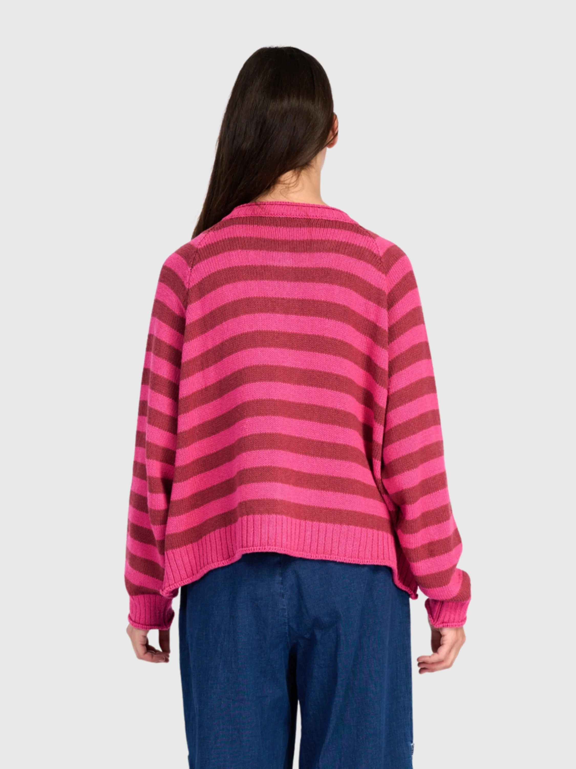 Striped Cardigan in Fuchsia