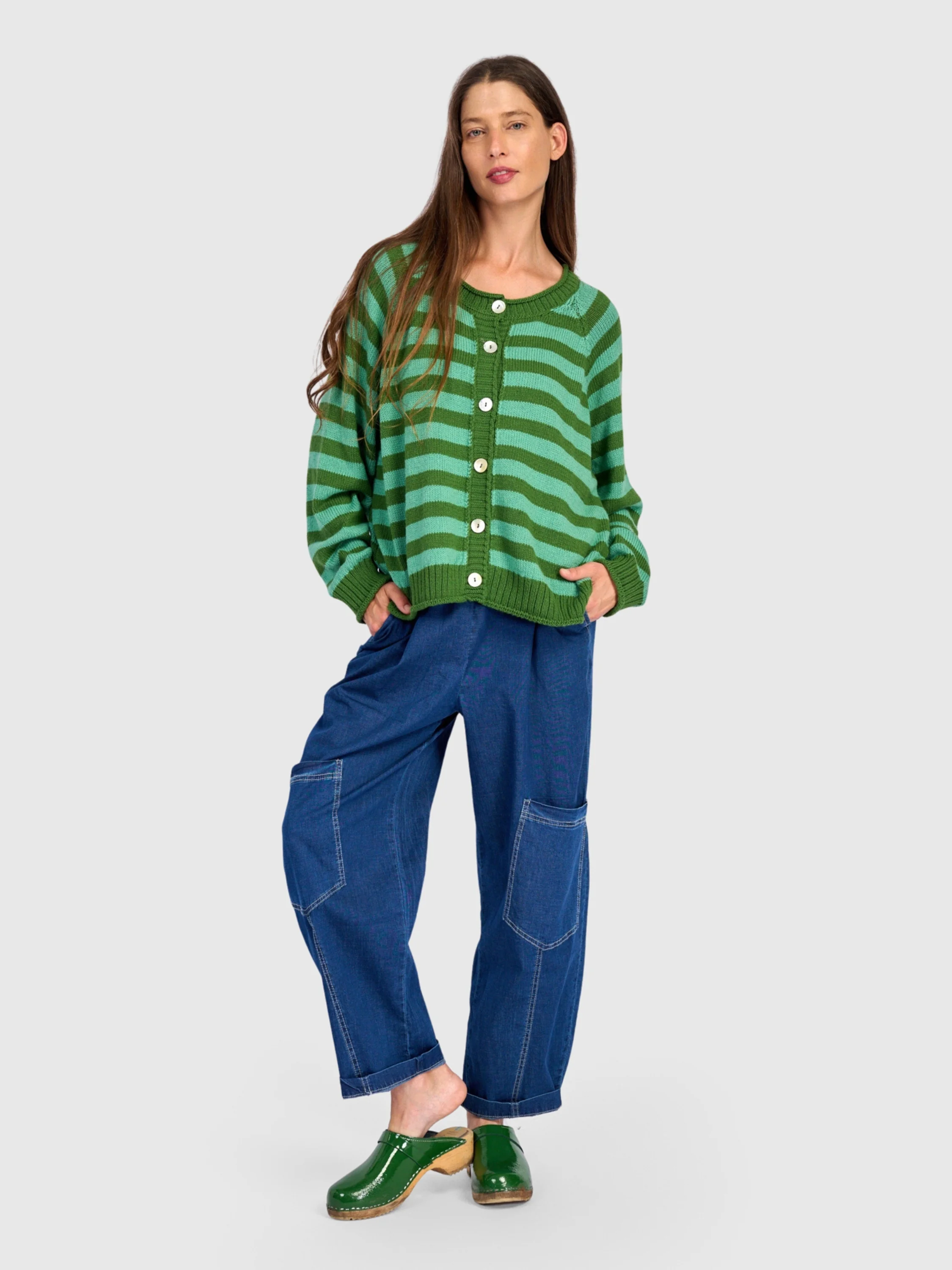 Striped Cardigan in Green