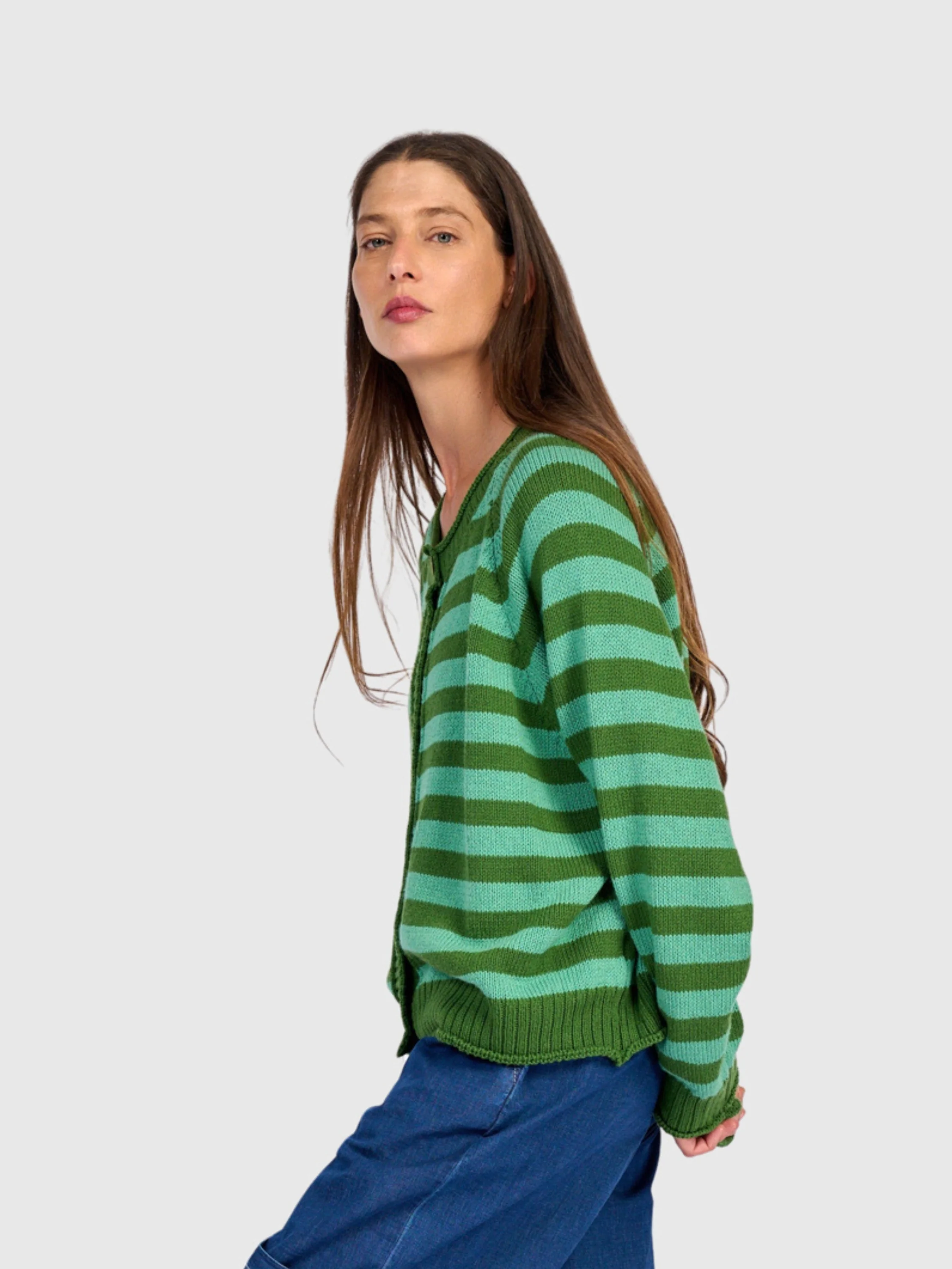 Striped Cardigan in Green