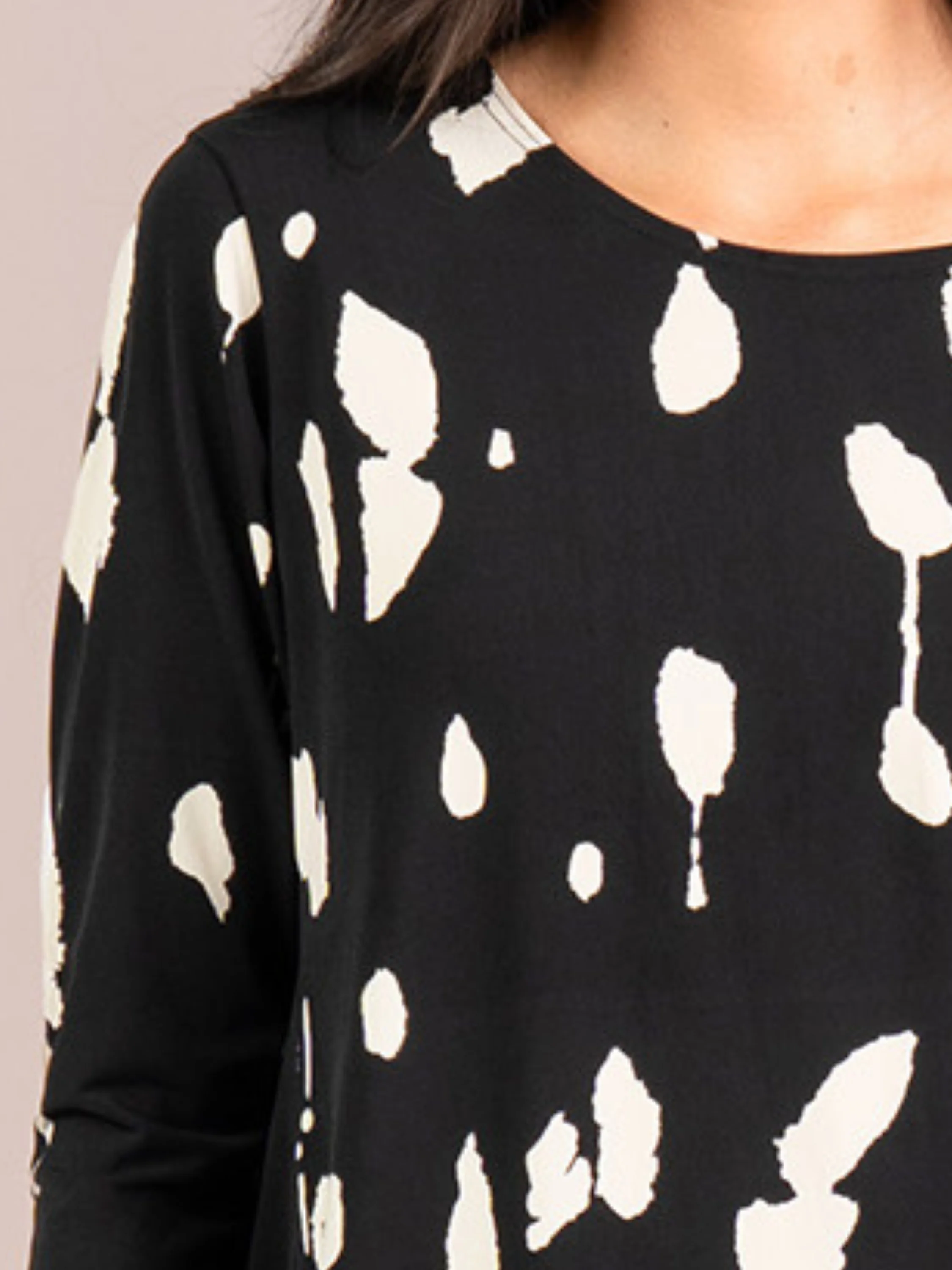T Relax 3/4 Sleeve Print in Cashew Splatter