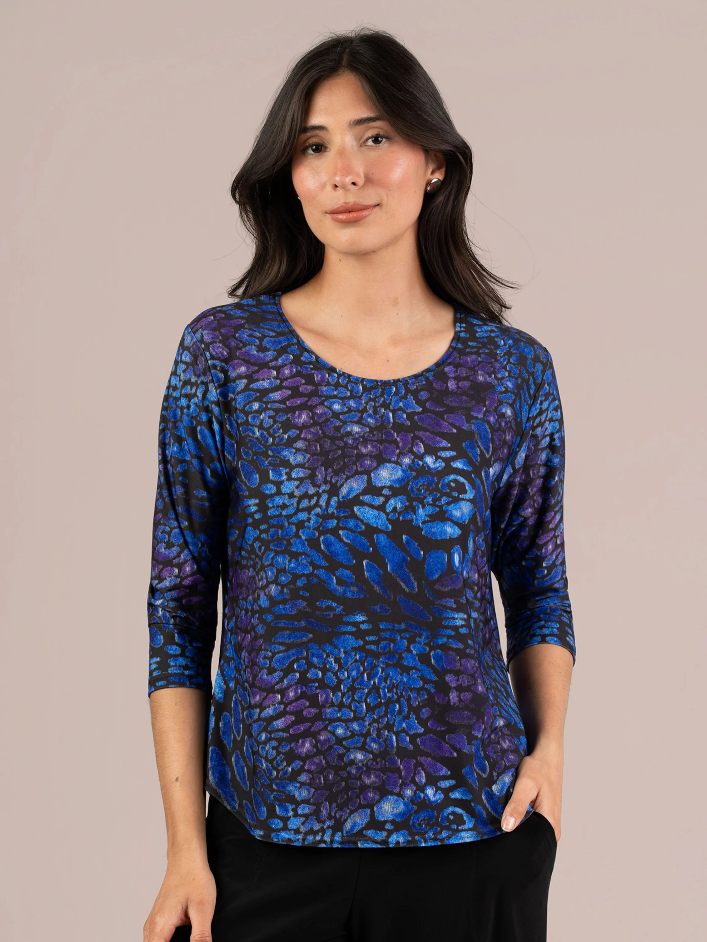 T Relax Short Print 3/4 Sleeve in Wingfall