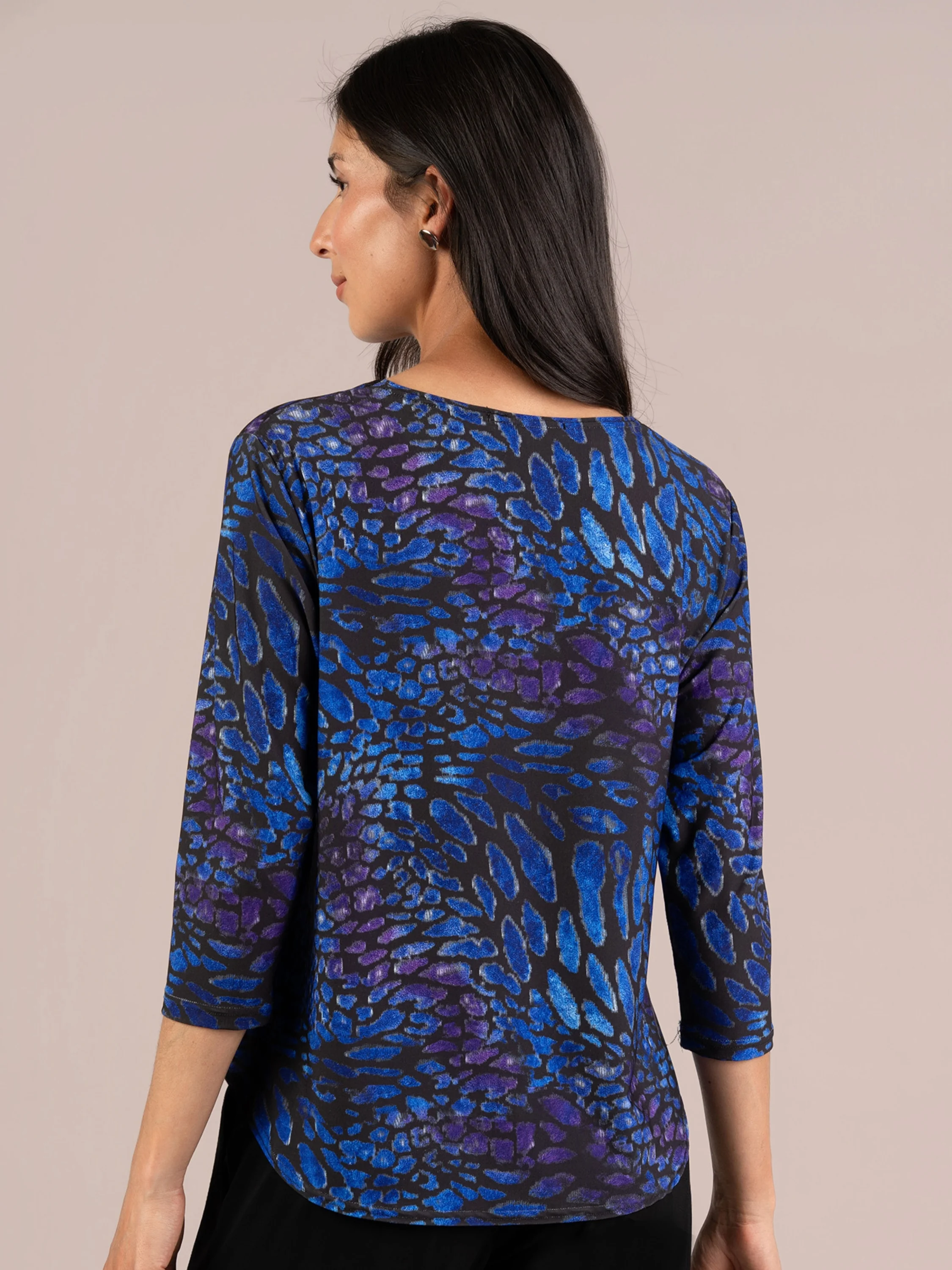 T Relax Short Print 3/4 Sleeve in Wingfall