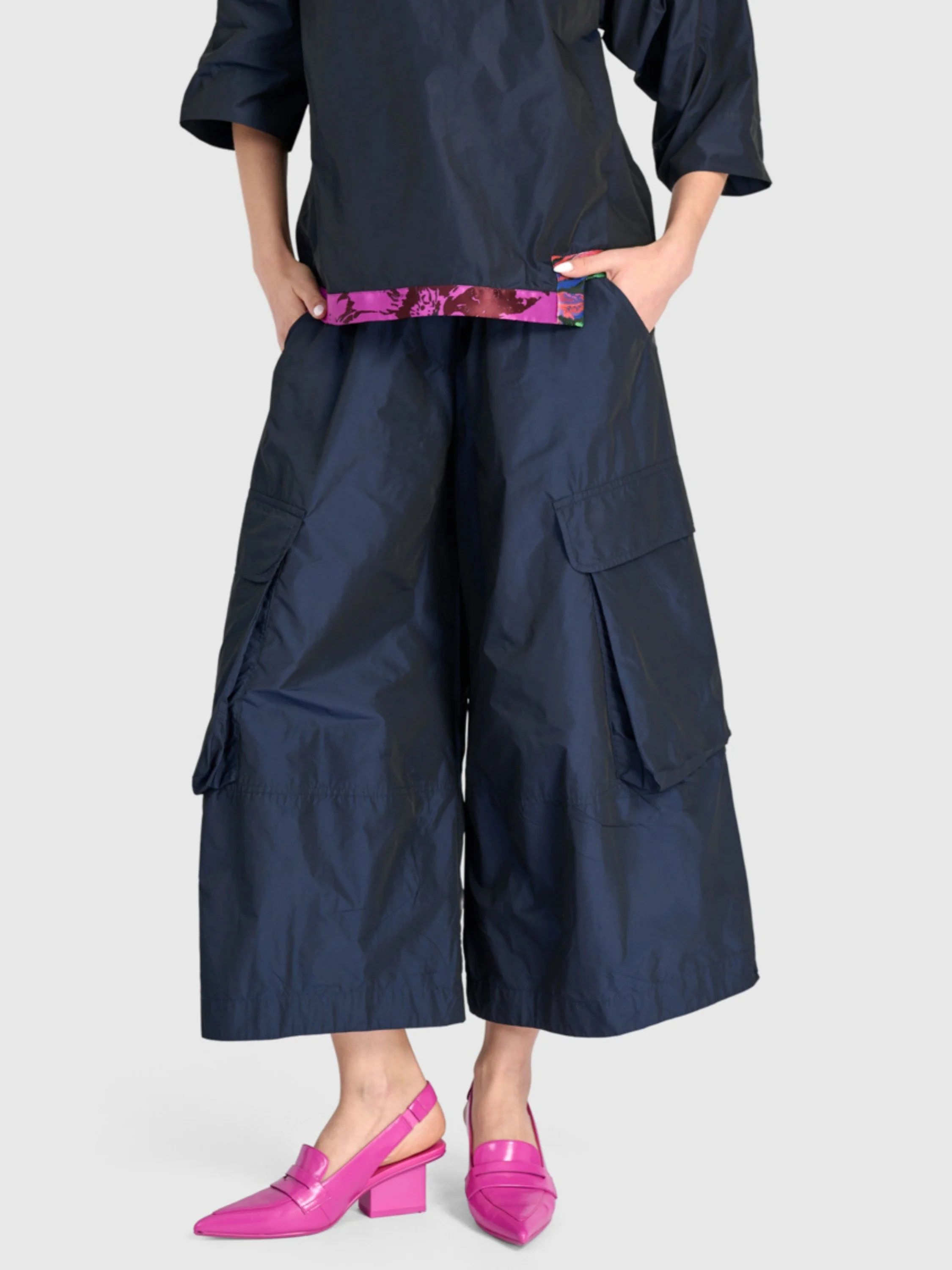 Taffeta Cargo Pant in Navy