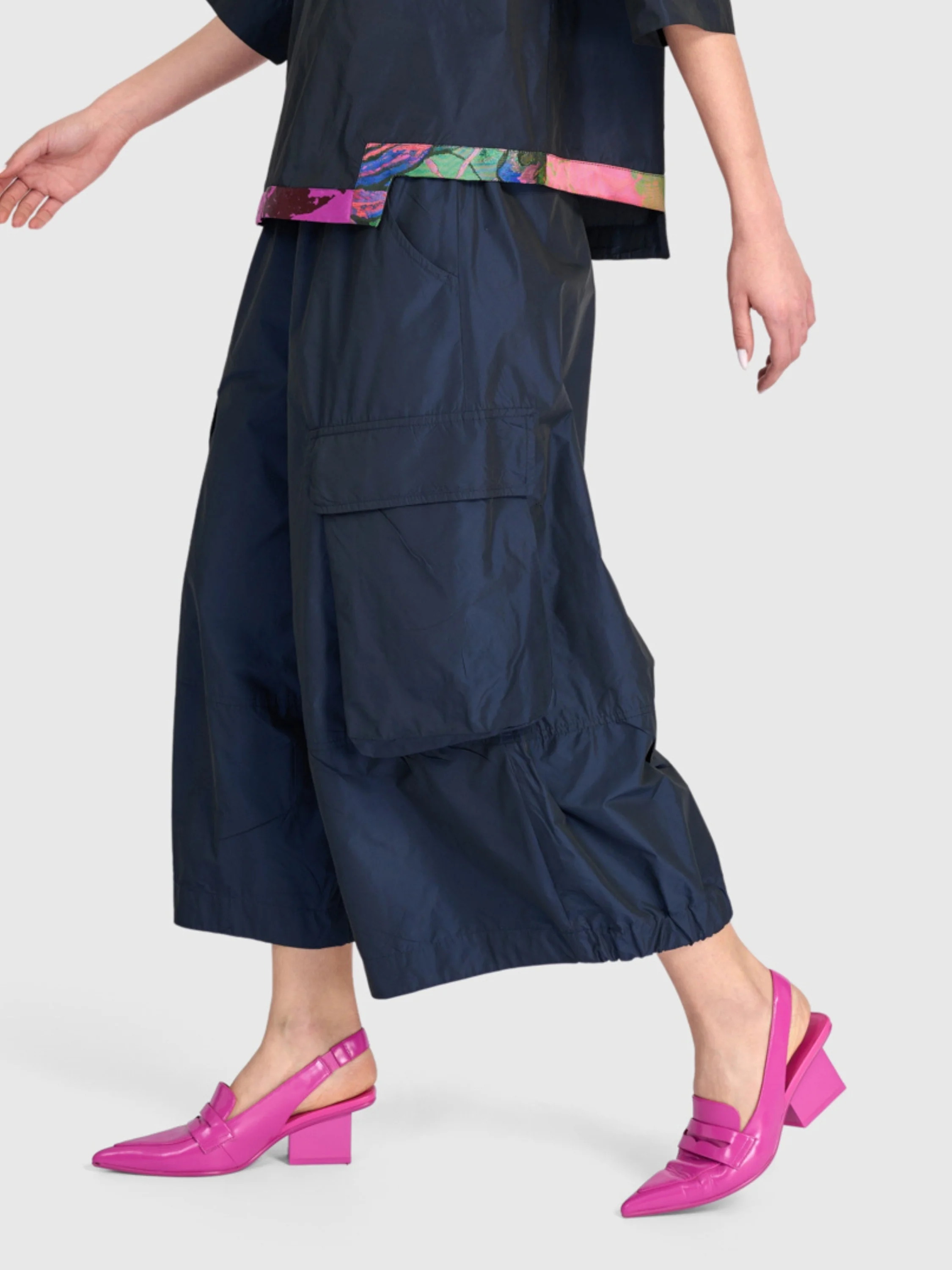 Taffeta Cargo Pant in Navy