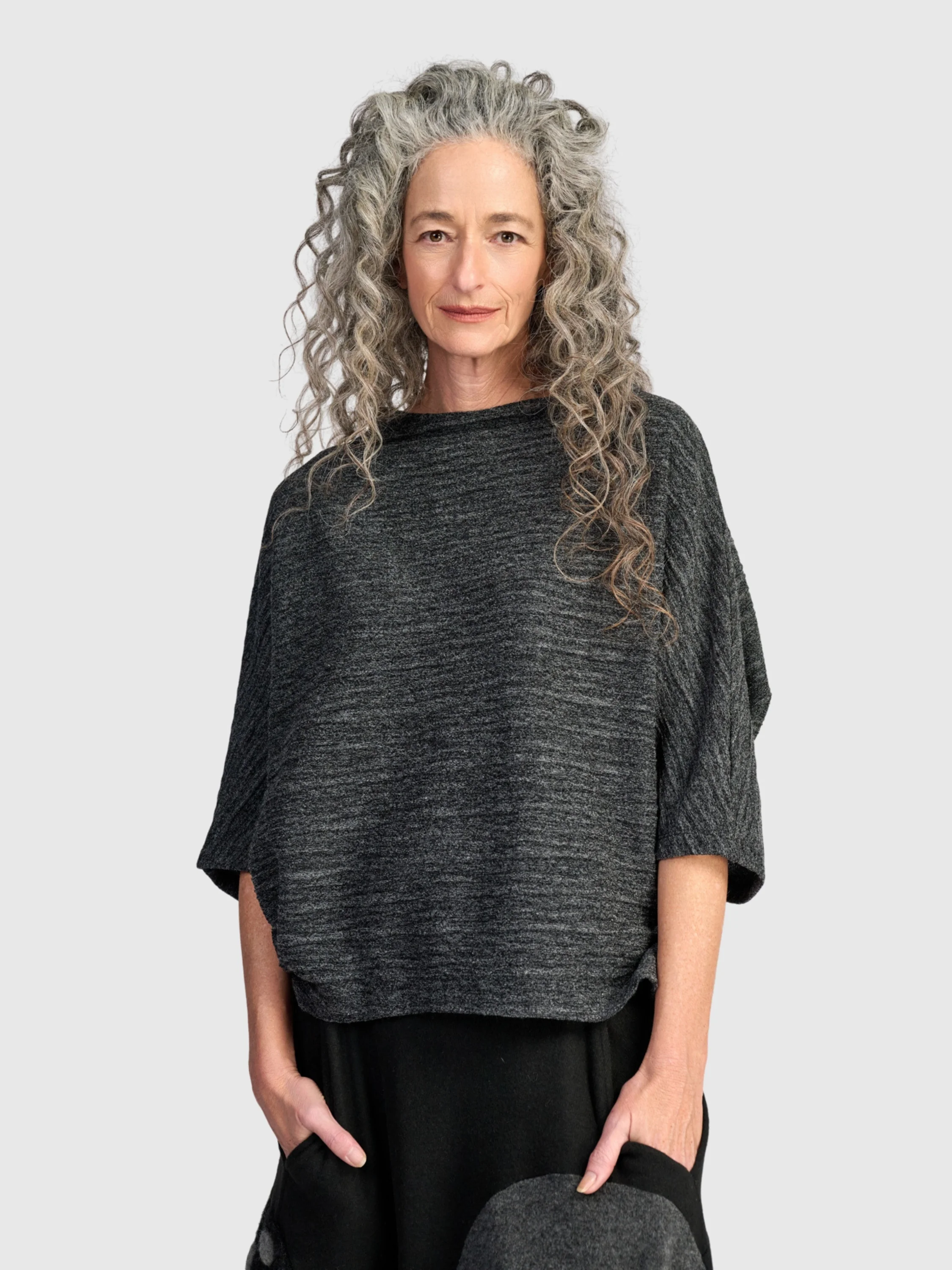 Textured Boxy Top in Graphite
