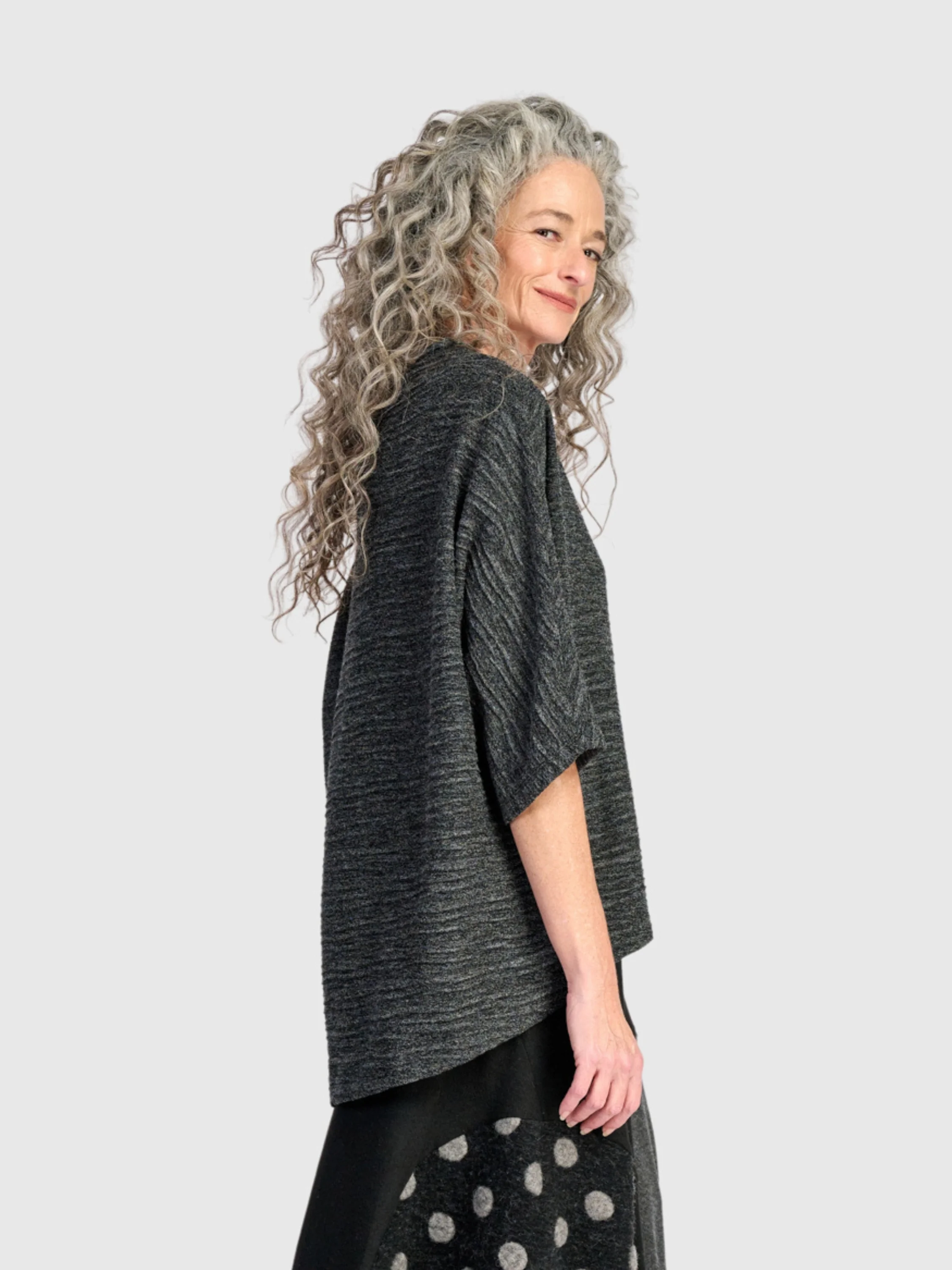 Textured Boxy Top in Graphite