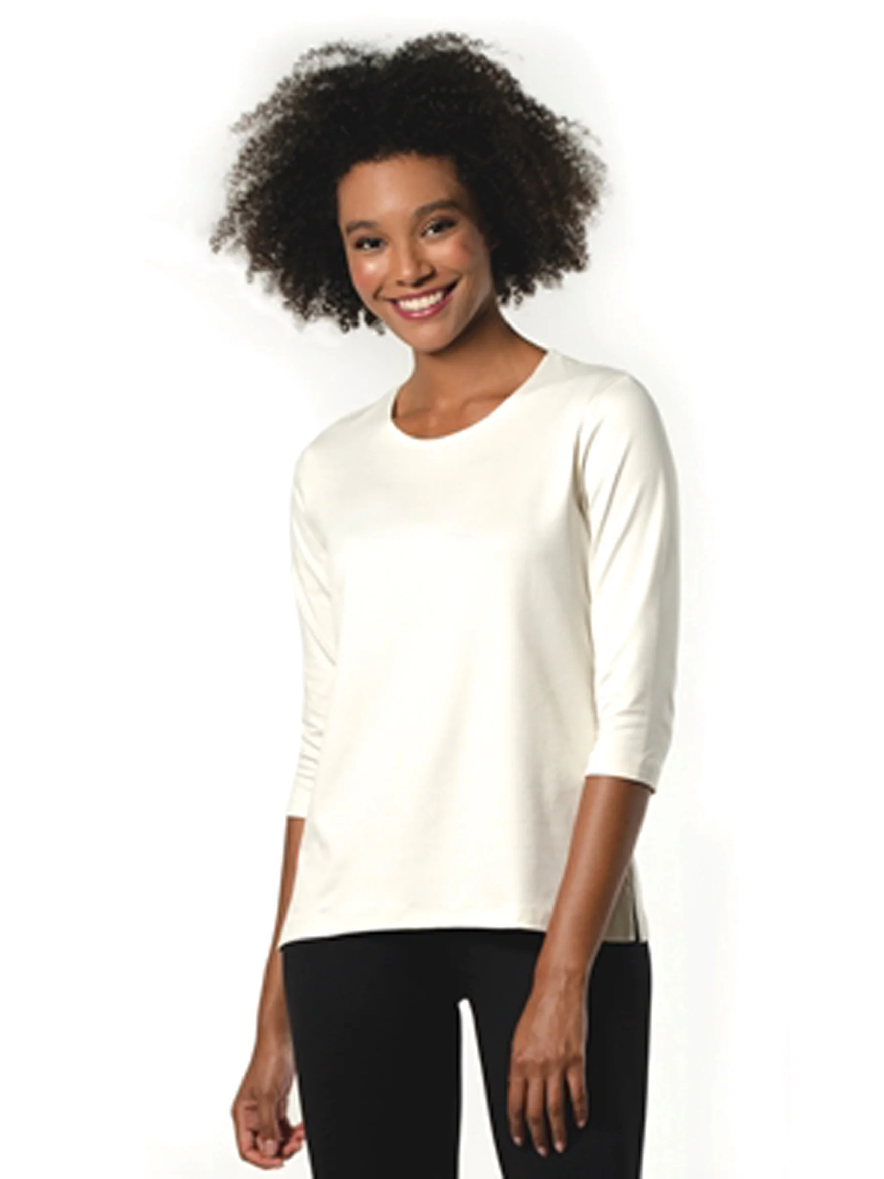 The 3/4 Sleeve Boxy Tee in Cream