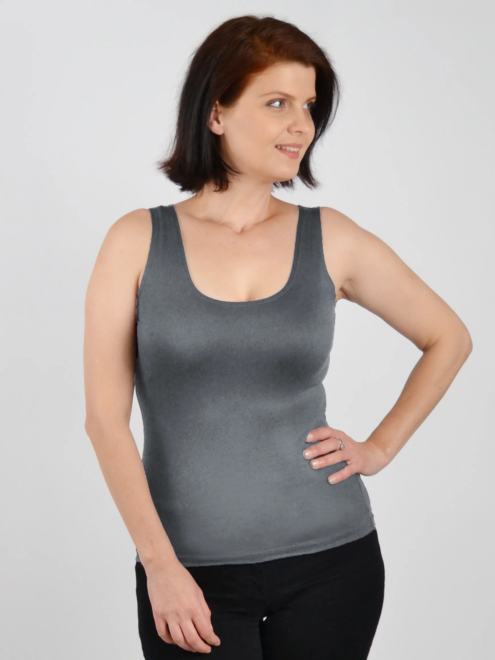 The Classic Scoop Tank in Smoke