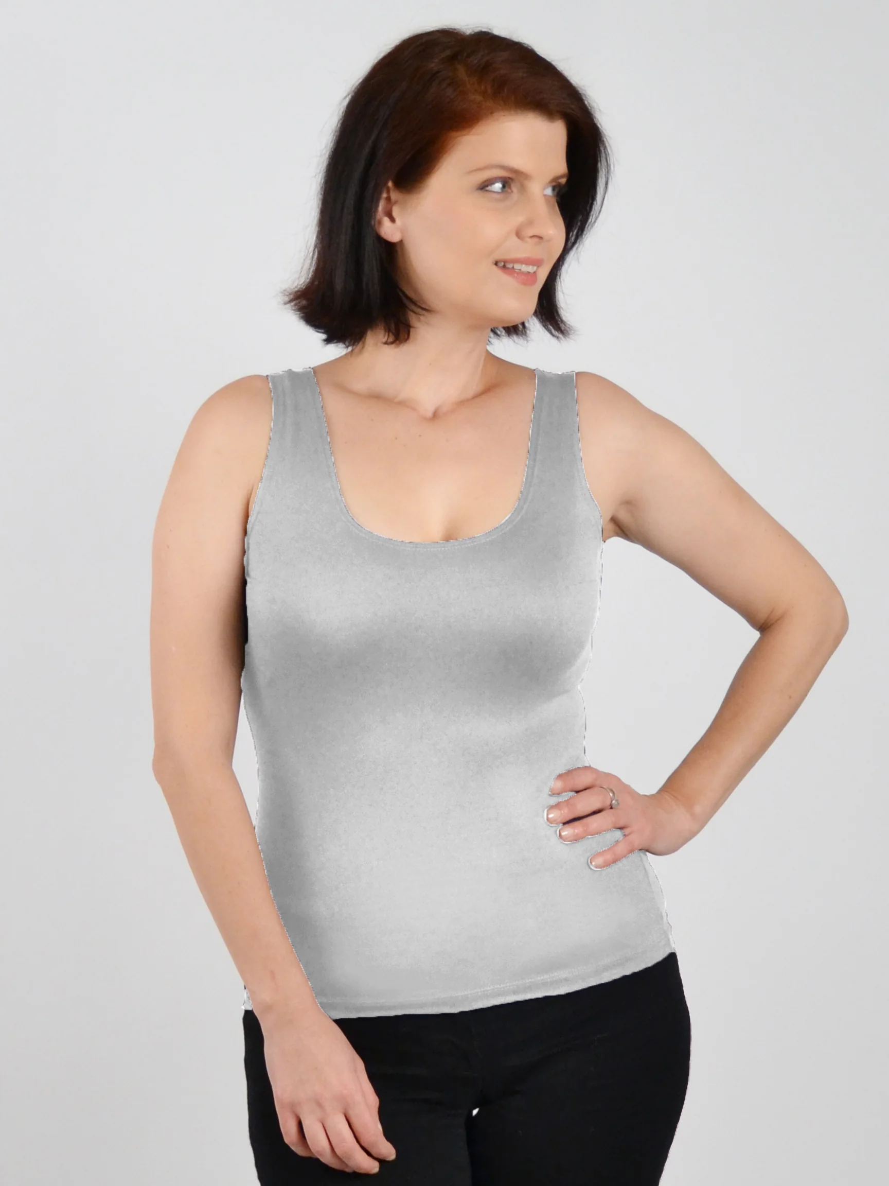 The Classic Scoop Tank in Platinum