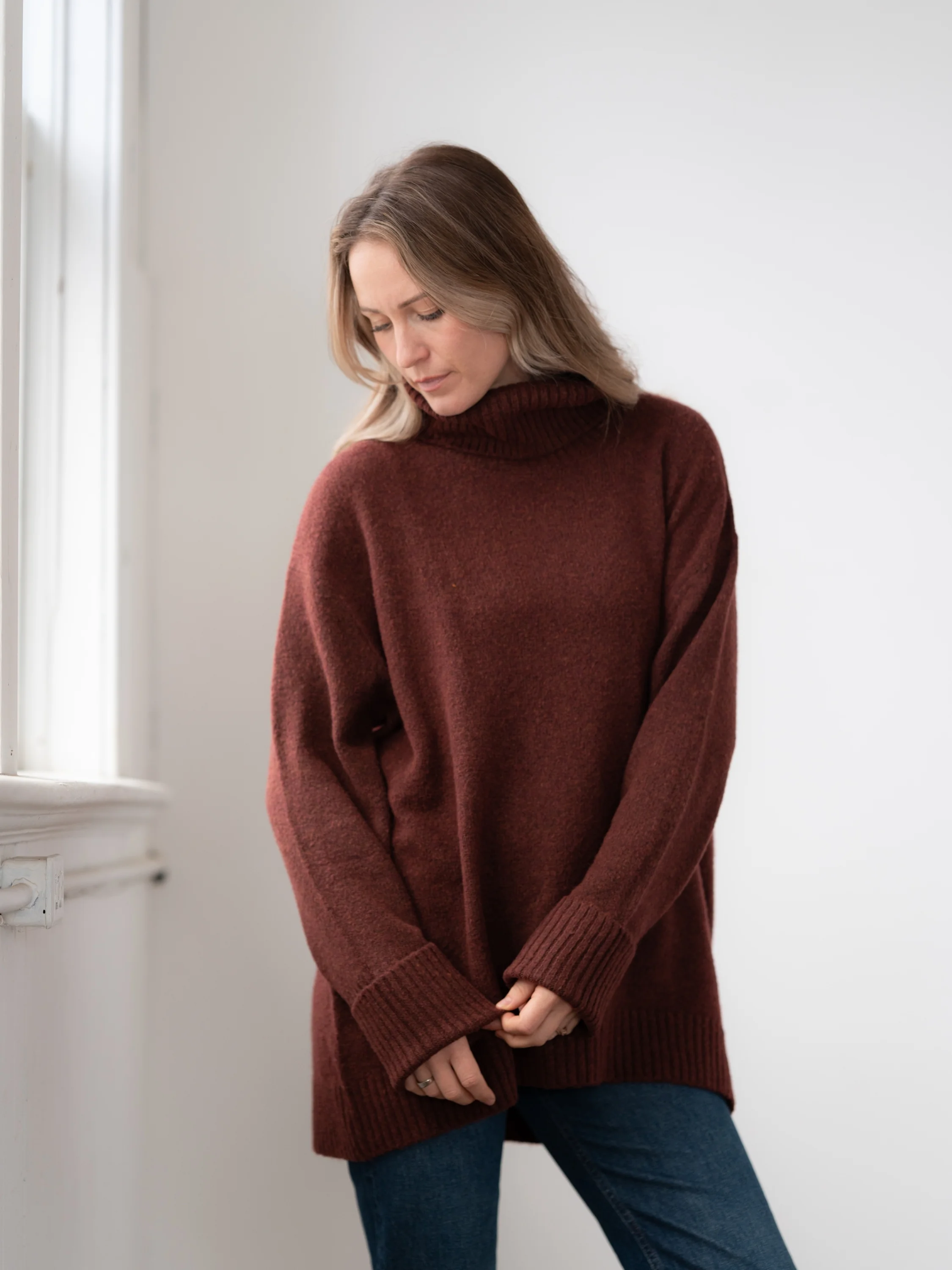 The Dog Walker Sweater in Oxblood