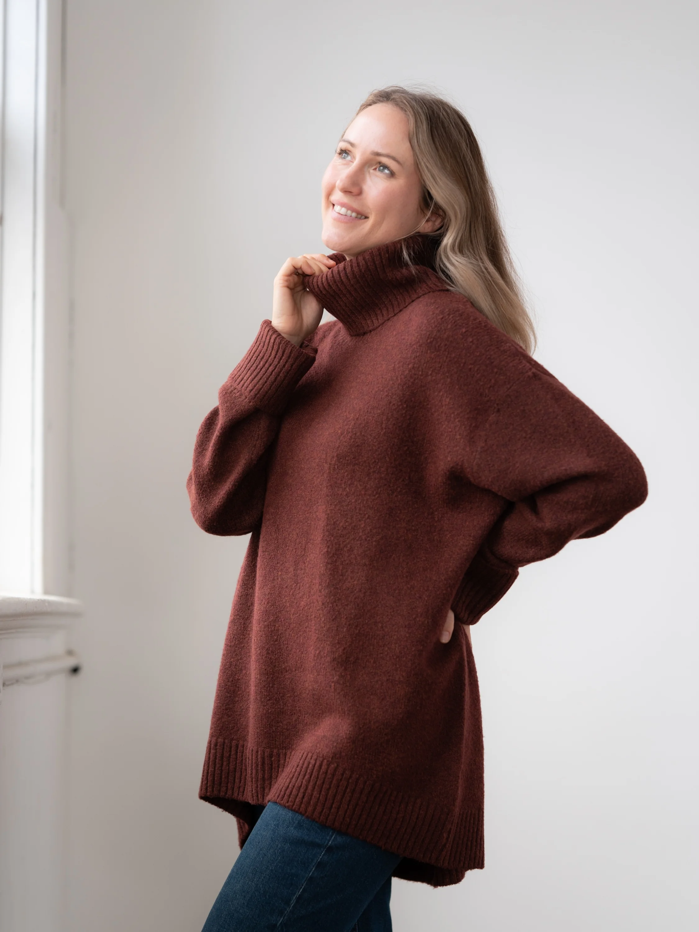 The Dog Walker Sweater in Oxblood