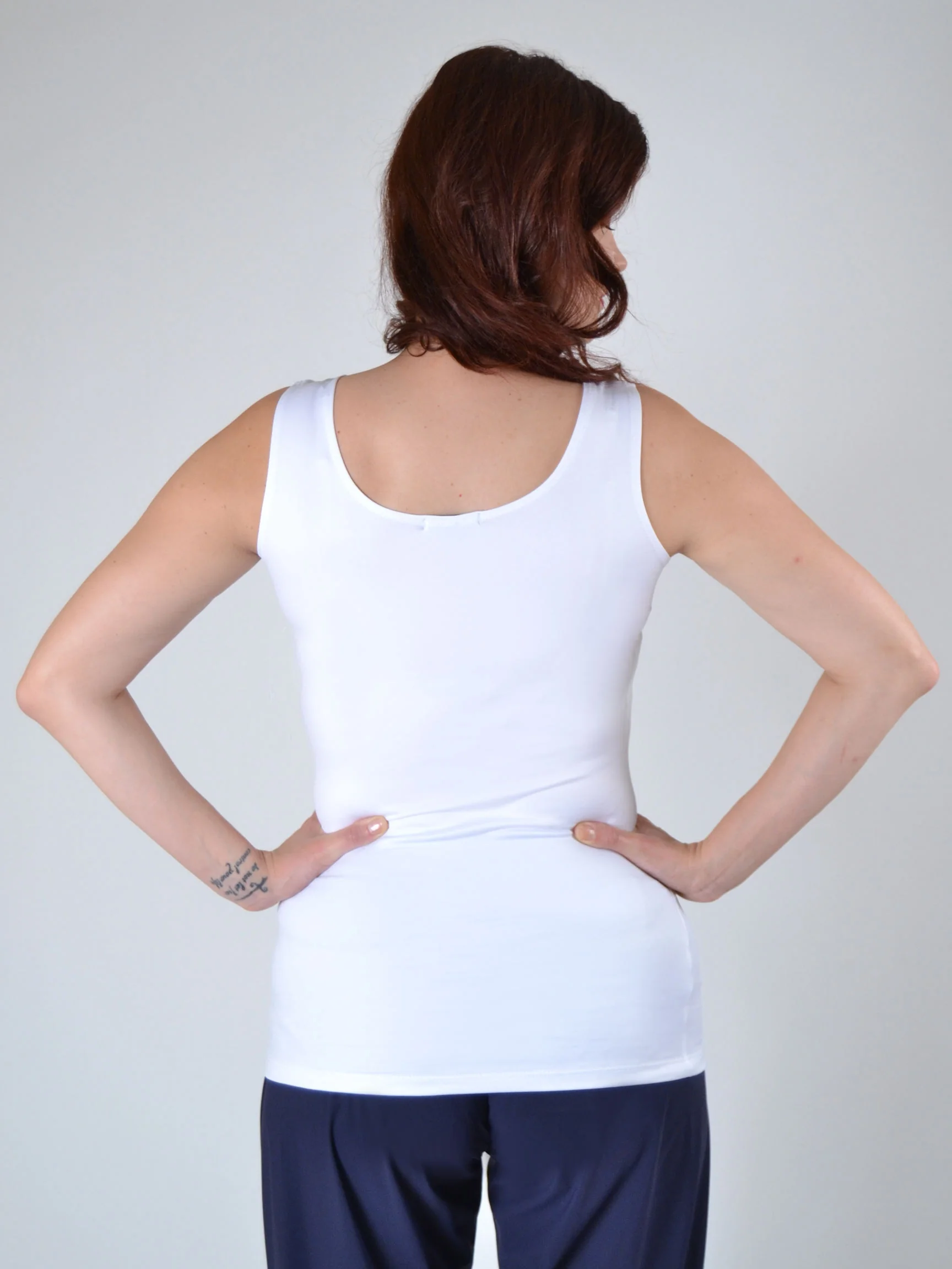 The Long Classic Scoop Tank in White