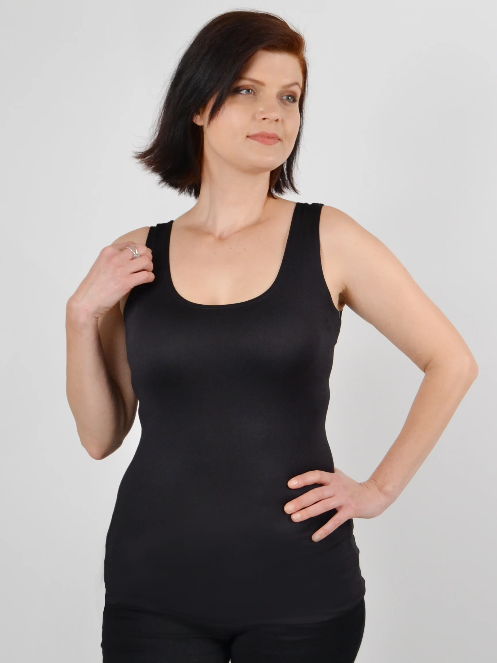 The Long Classic Scoop Tank in Black