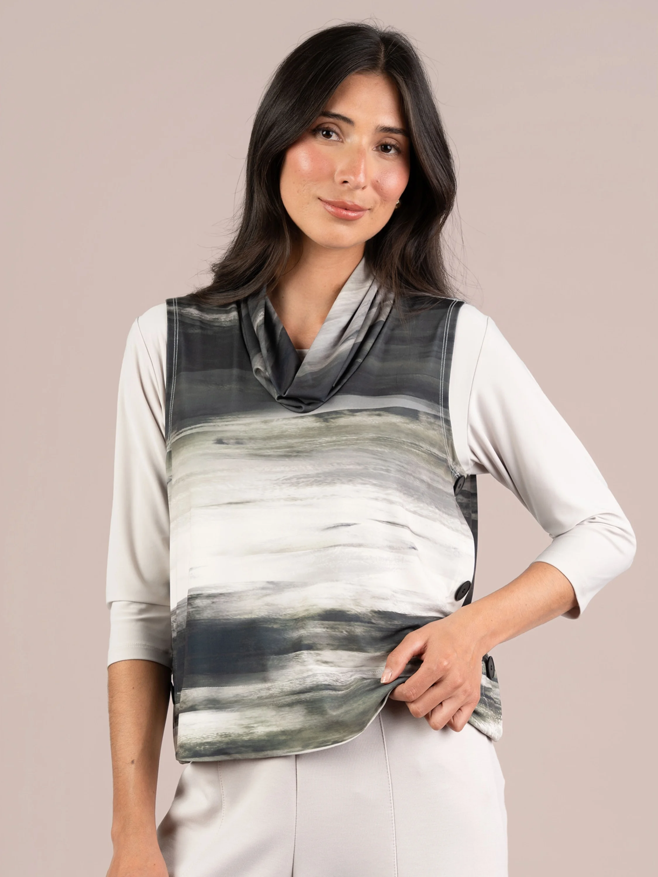 Top It Up Smock Print in Green Brushstrokes