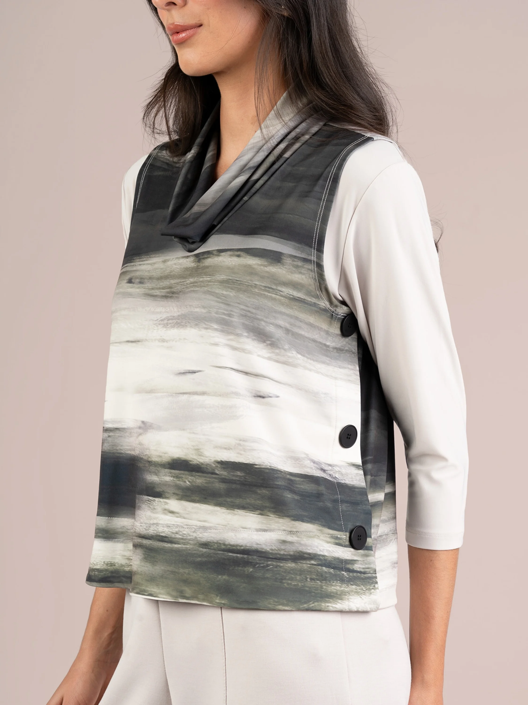 Top It Up Smock Print in Green Brushstrokes