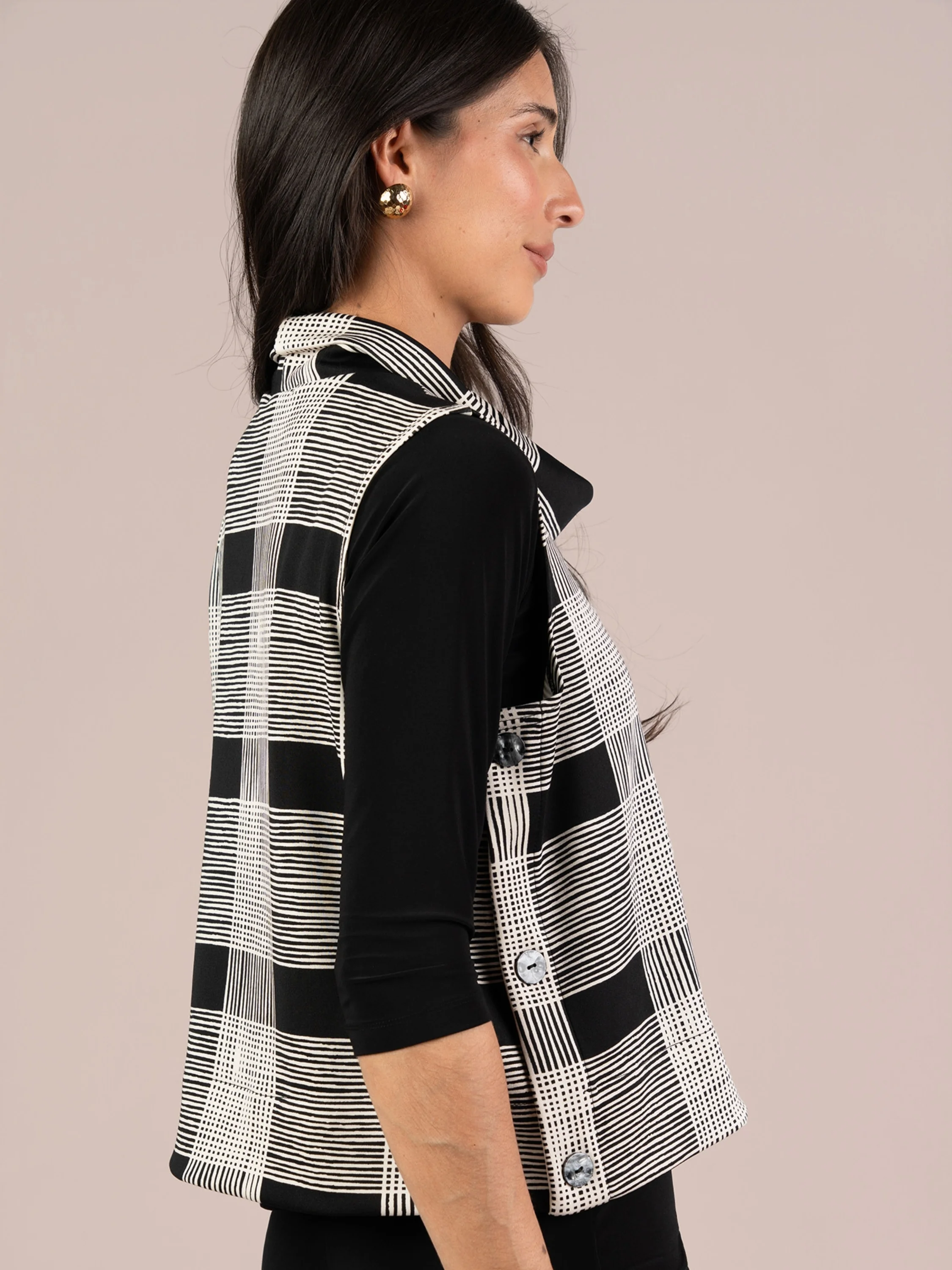 Top It Up Smock in Ecru Plaid