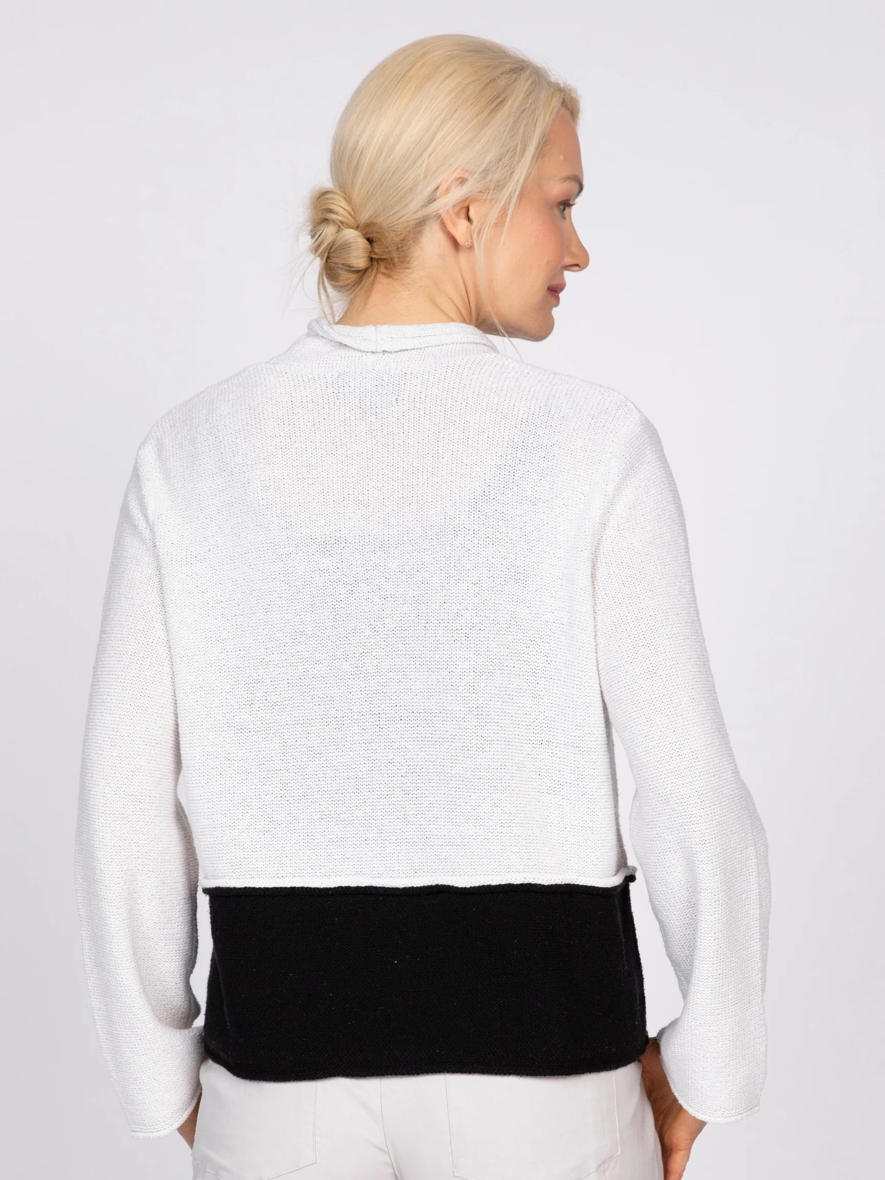 Two Toned Cardi in White