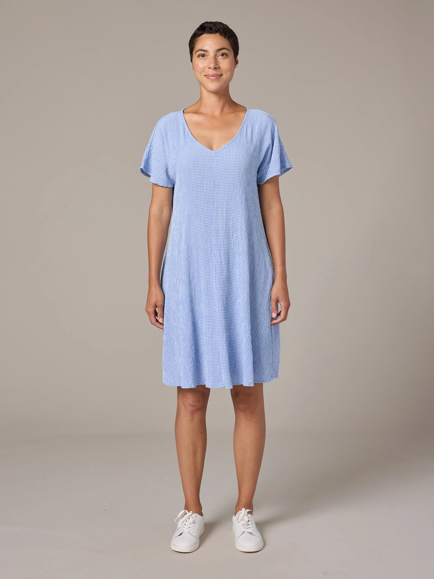 V-Neck Swing Dress in Forget Me Not