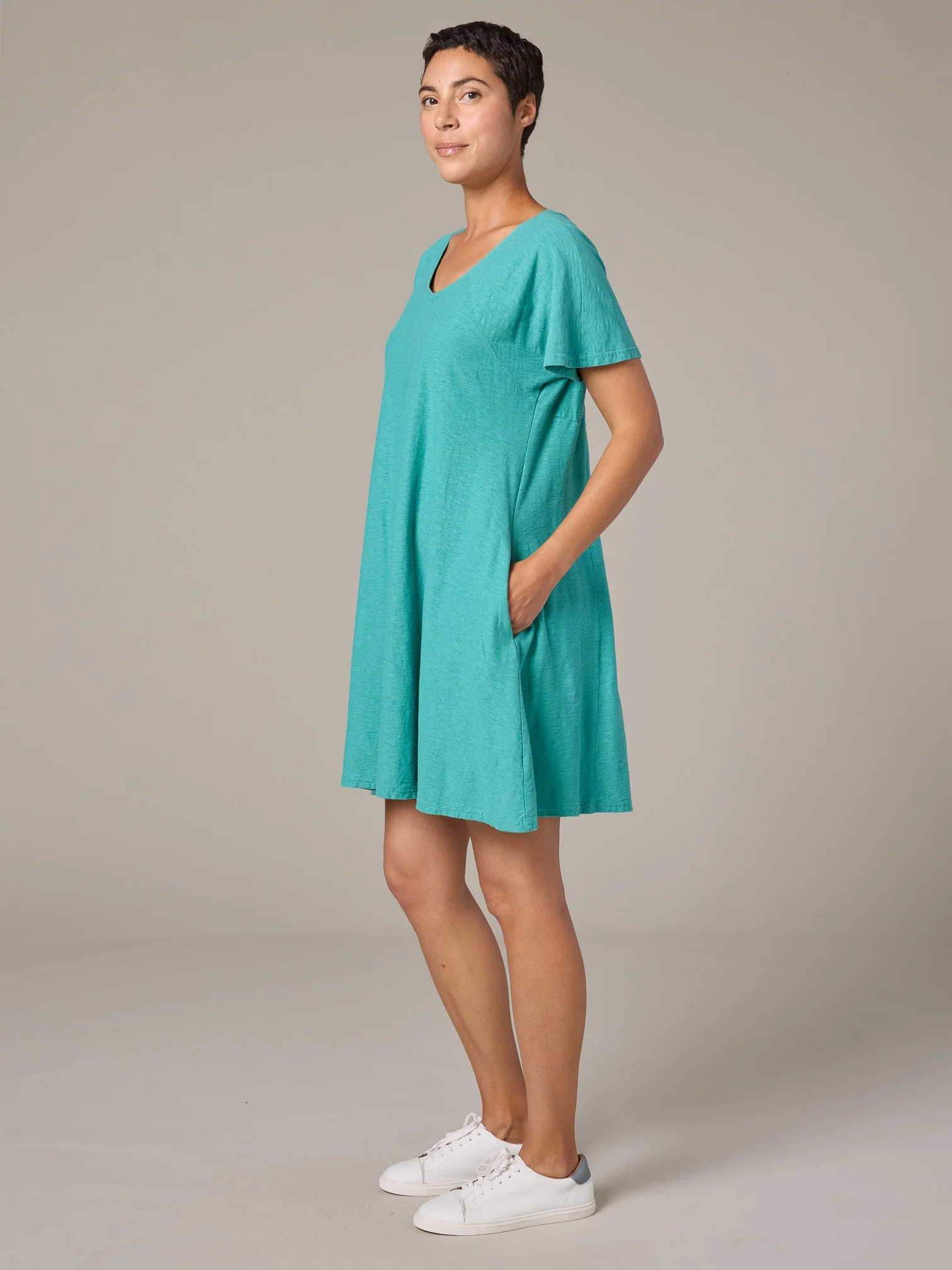 V-Neck Swing Dress in Atoll