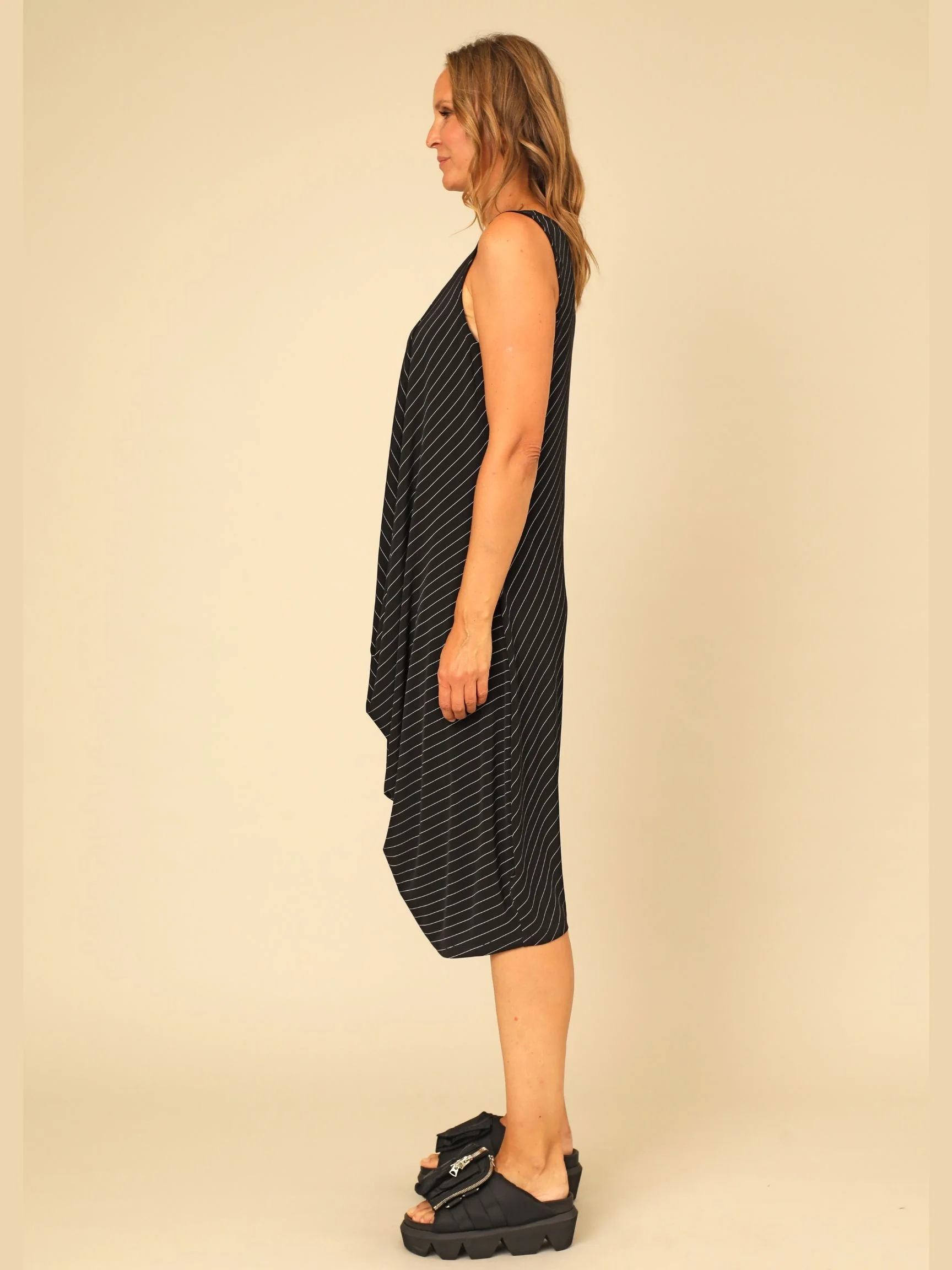 Violet Dress in Black Stripe