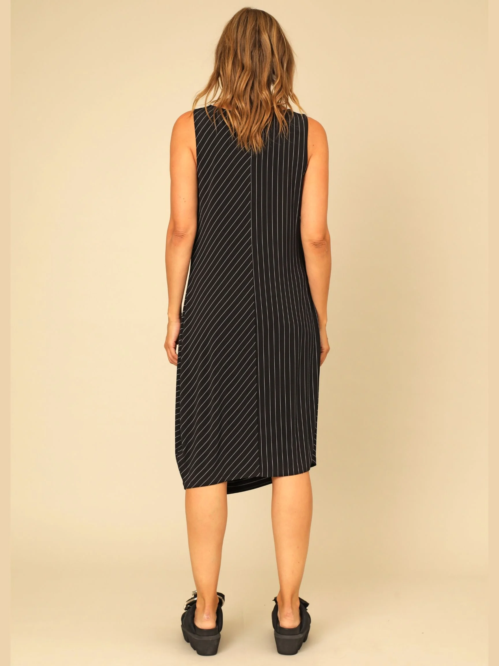 Violet Dress in Black Stripe