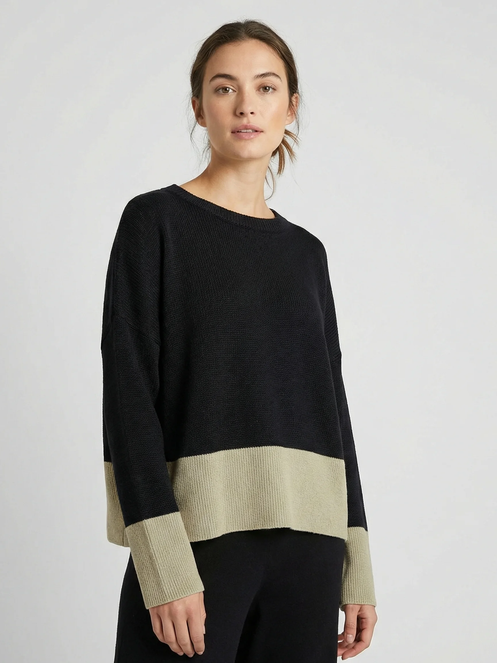 Vista Block Sweater in Cream