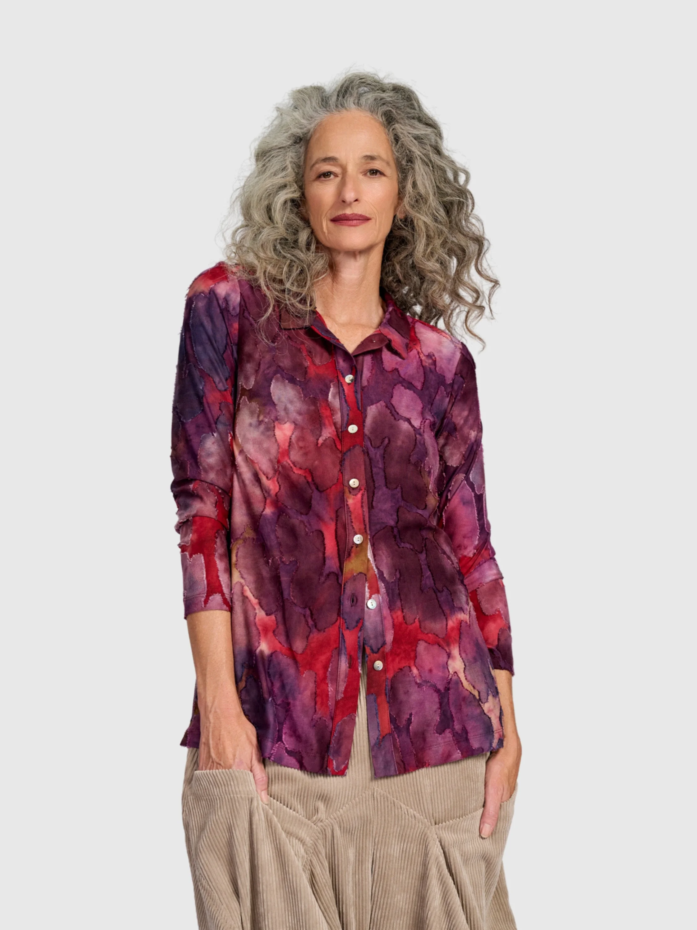 Watercolor Bloom Shirt in Wine
