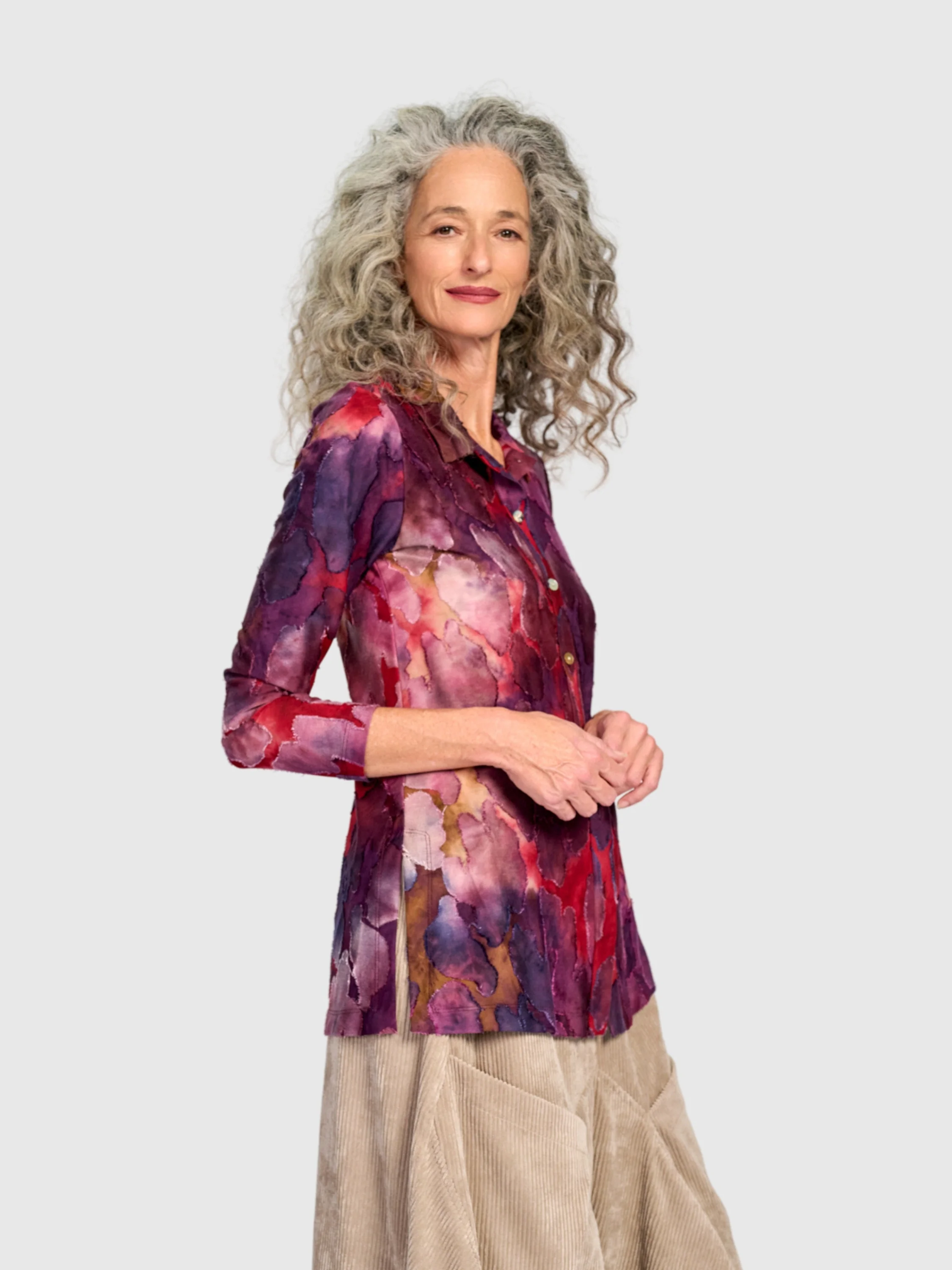 Watercolor Bloom Shirt in Wine