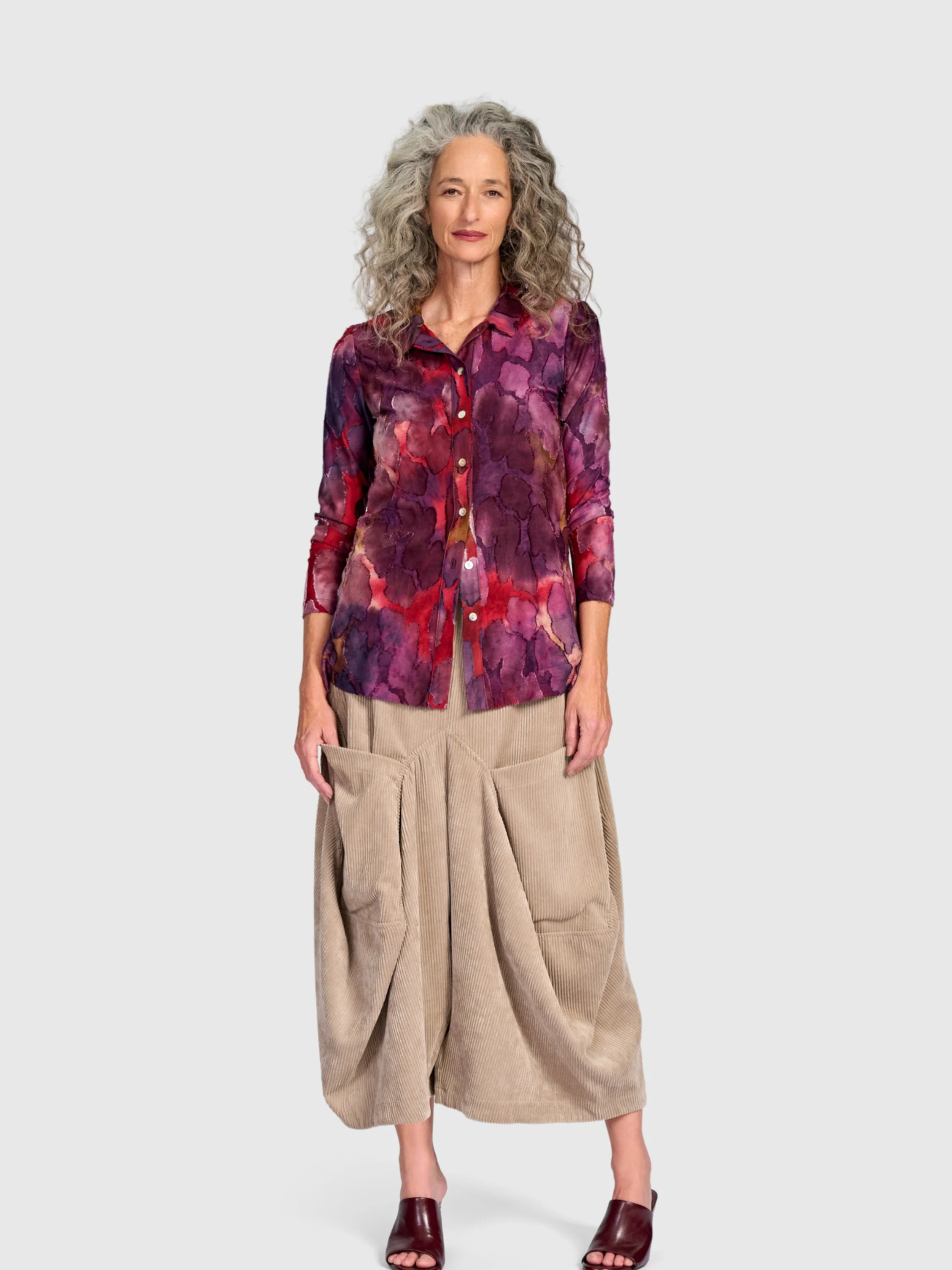 Watercolor Bloom Shirt in Wine