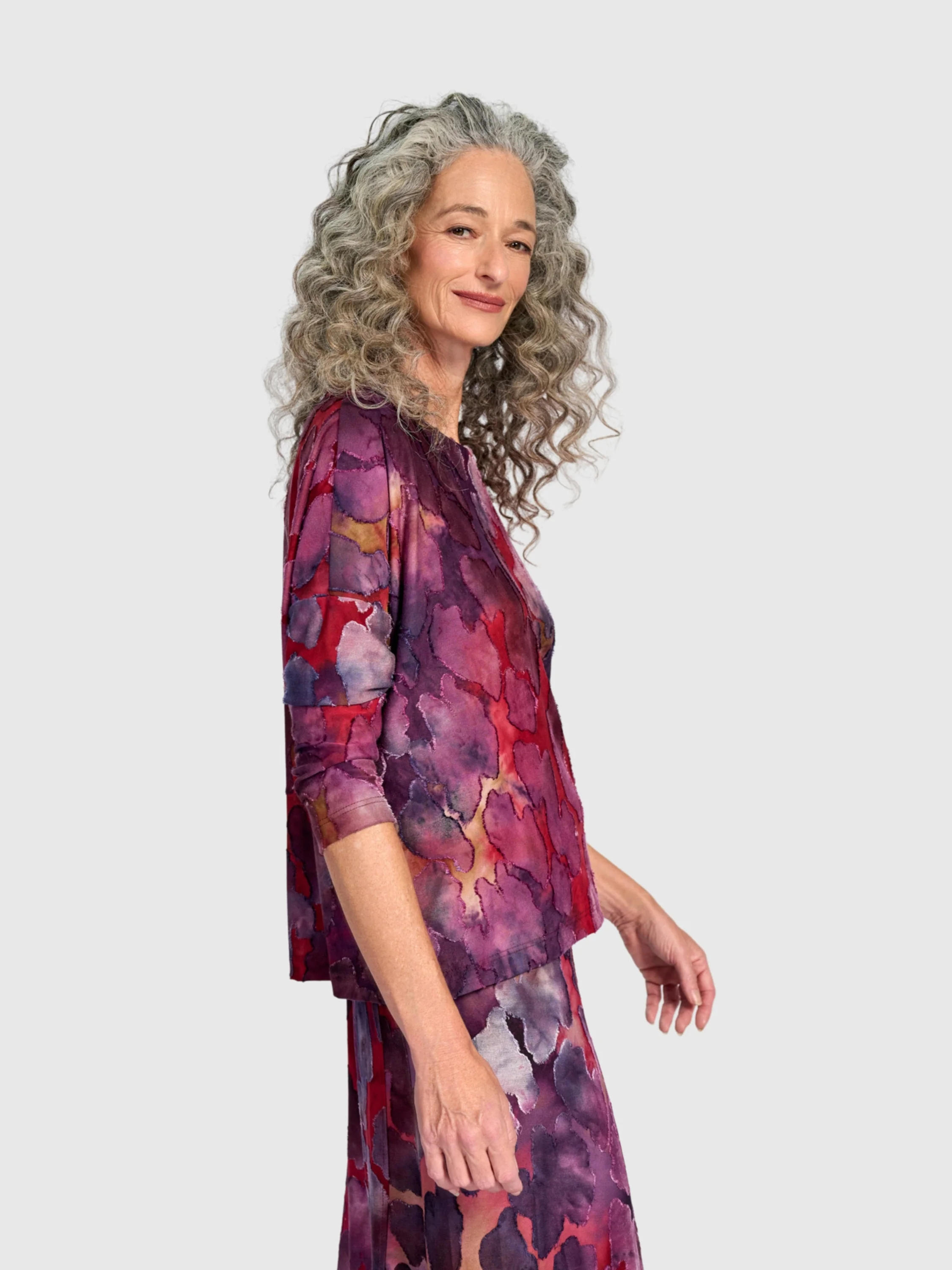 Watercolor Bloom Top in Wine