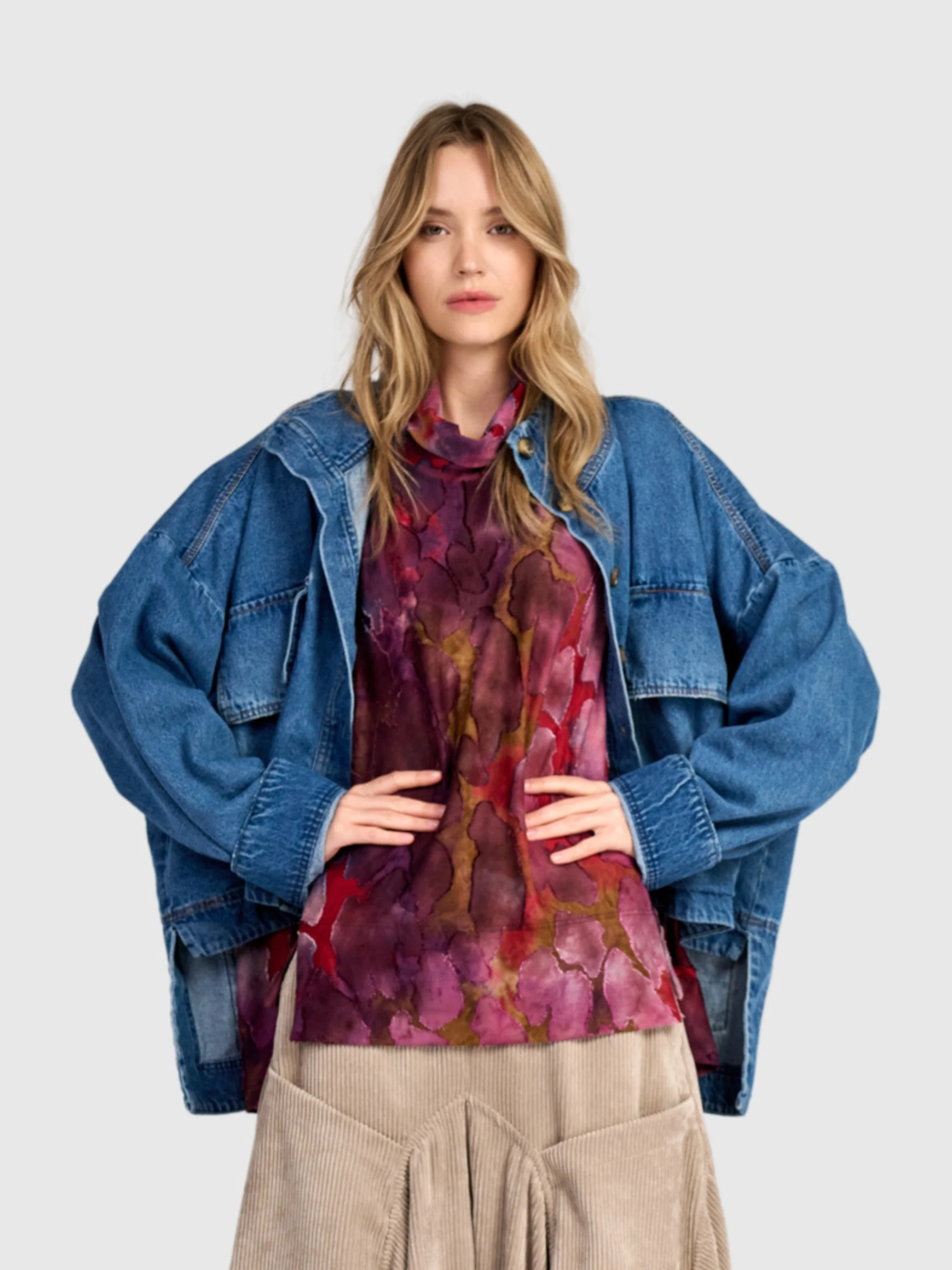 Watercolor Cowl Neck Tunic in Wine