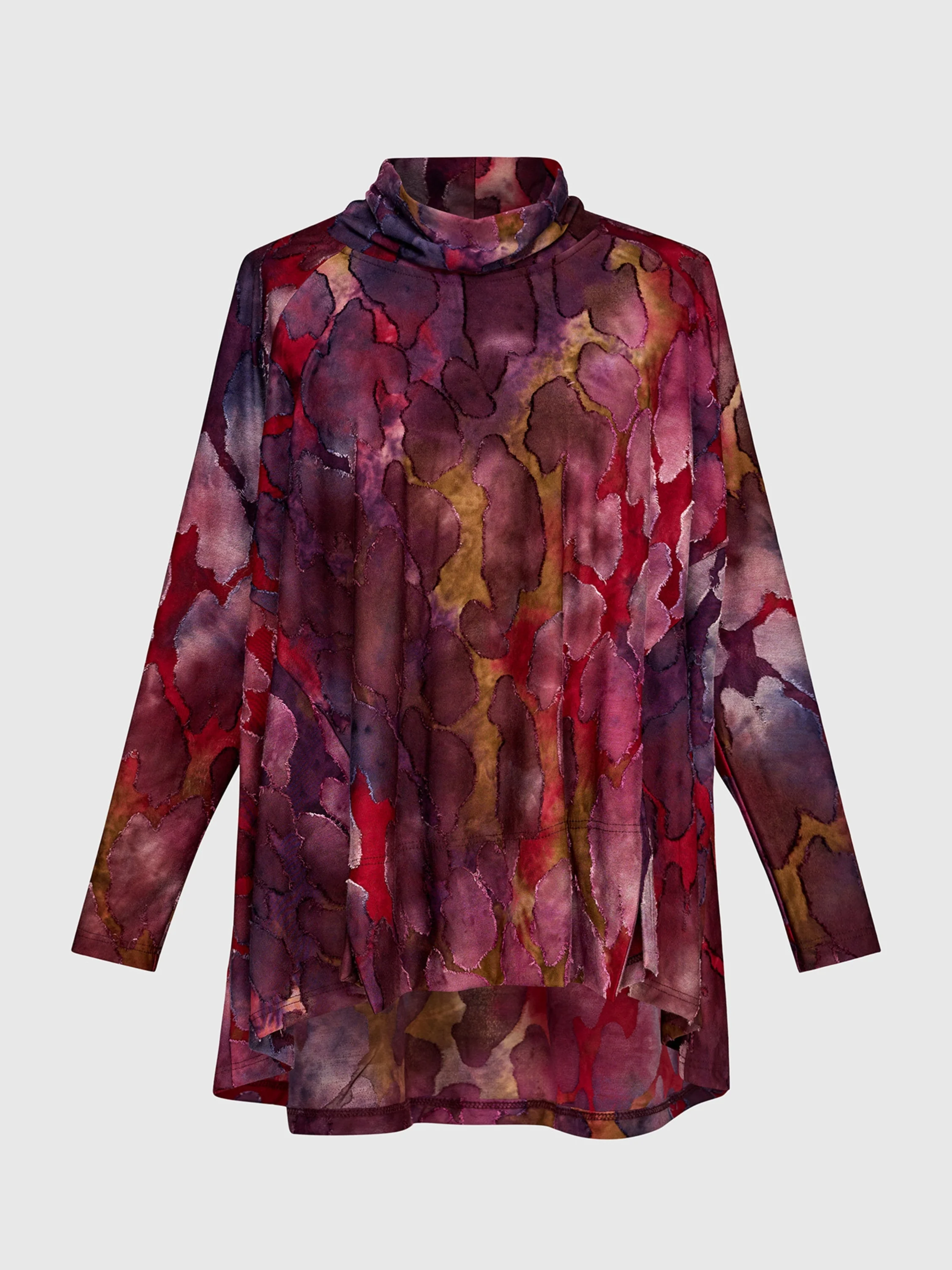 Watercolor Cowl Neck Tunic in Wine