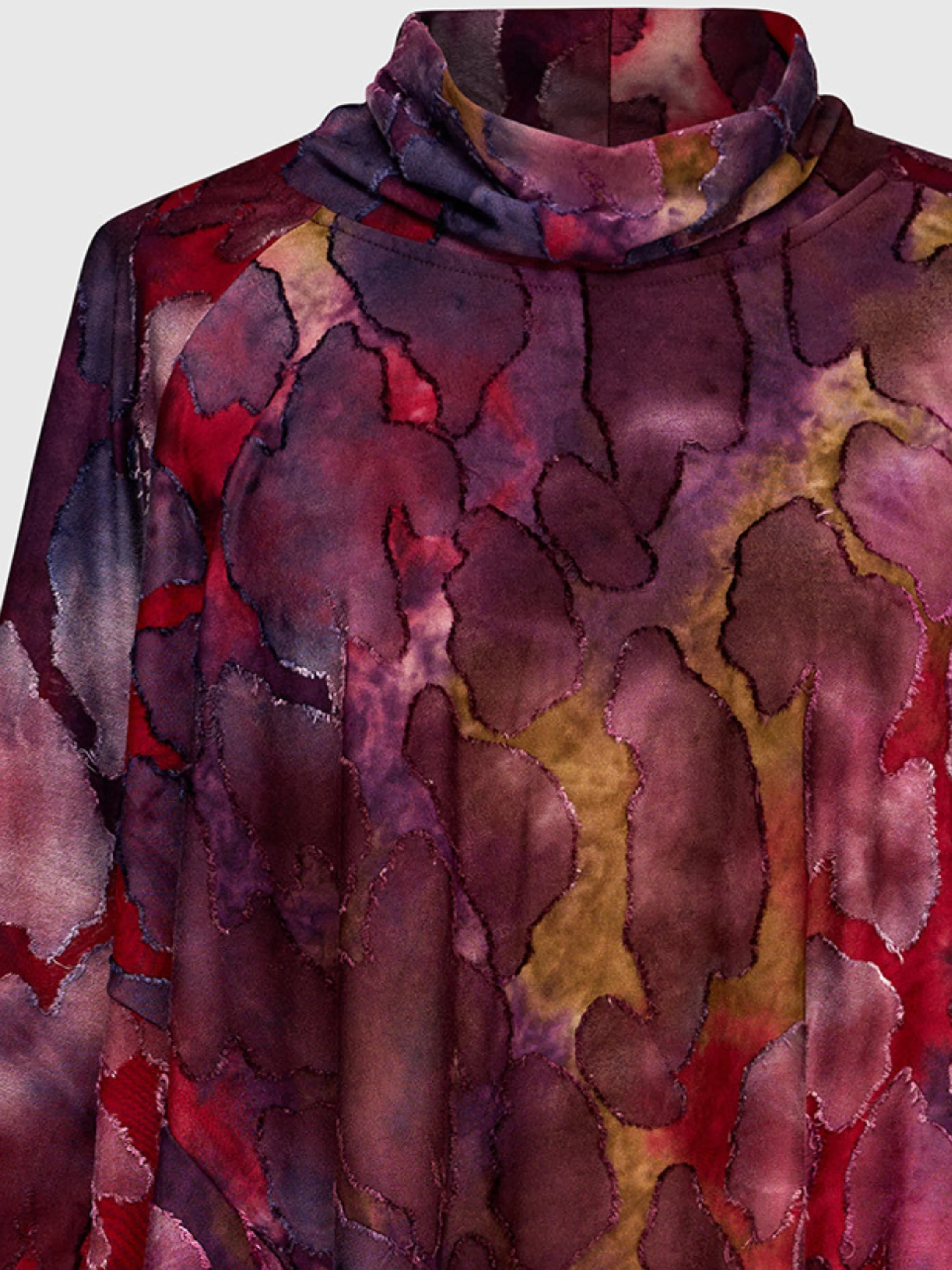 Watercolor Cowl Neck Tunic in Wine