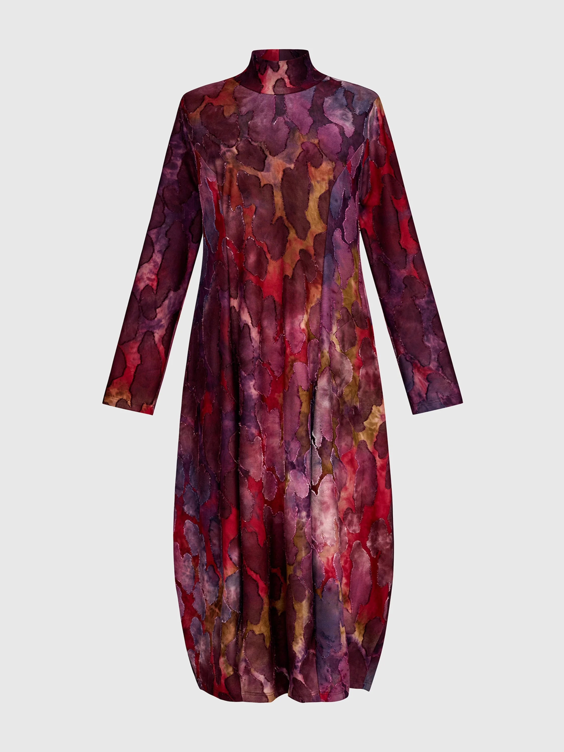 Watercolor Turtleneck Dress in Wine