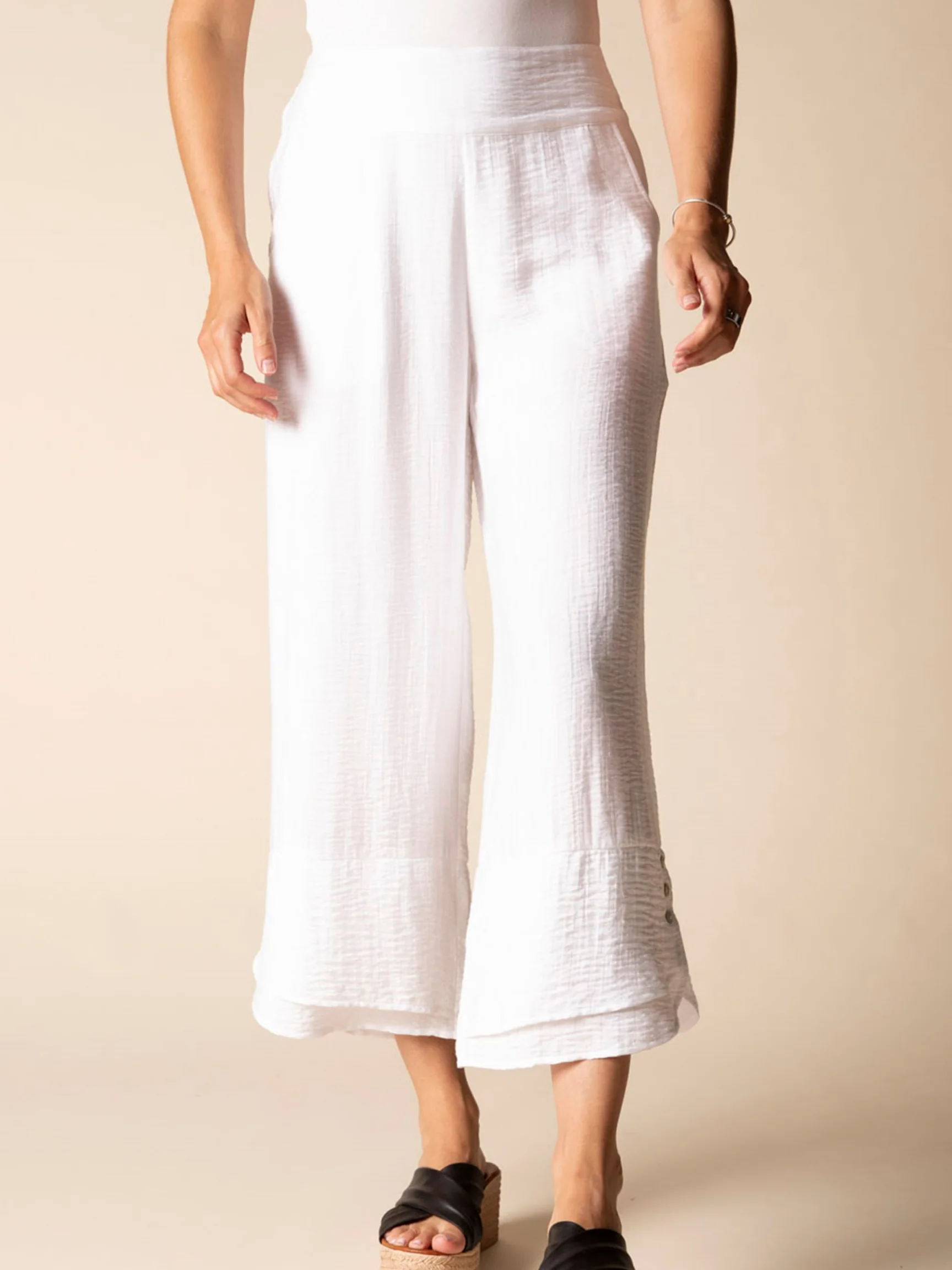 Wide Leg Crop in White