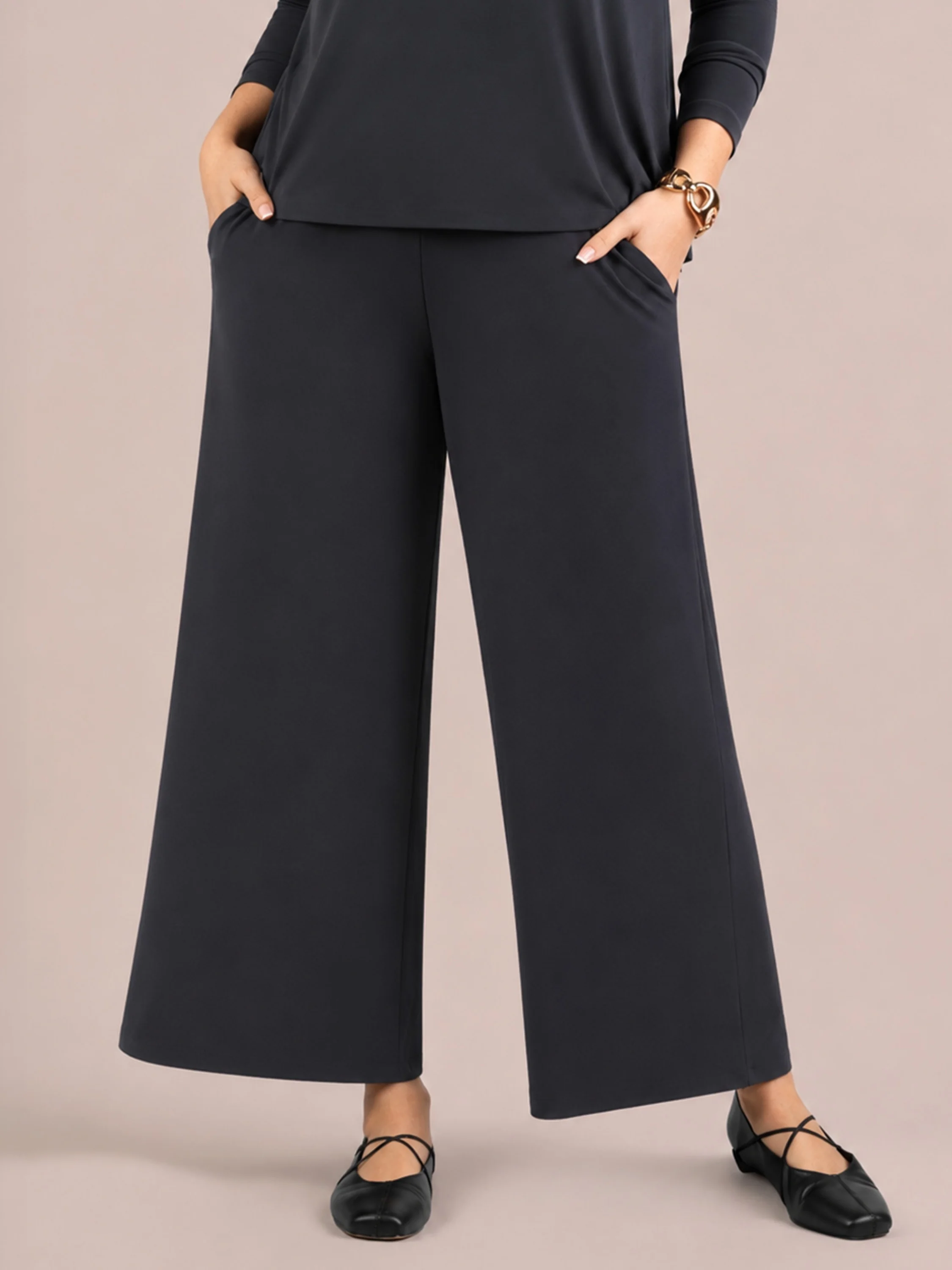 Wide Leg Trouser in Graphite