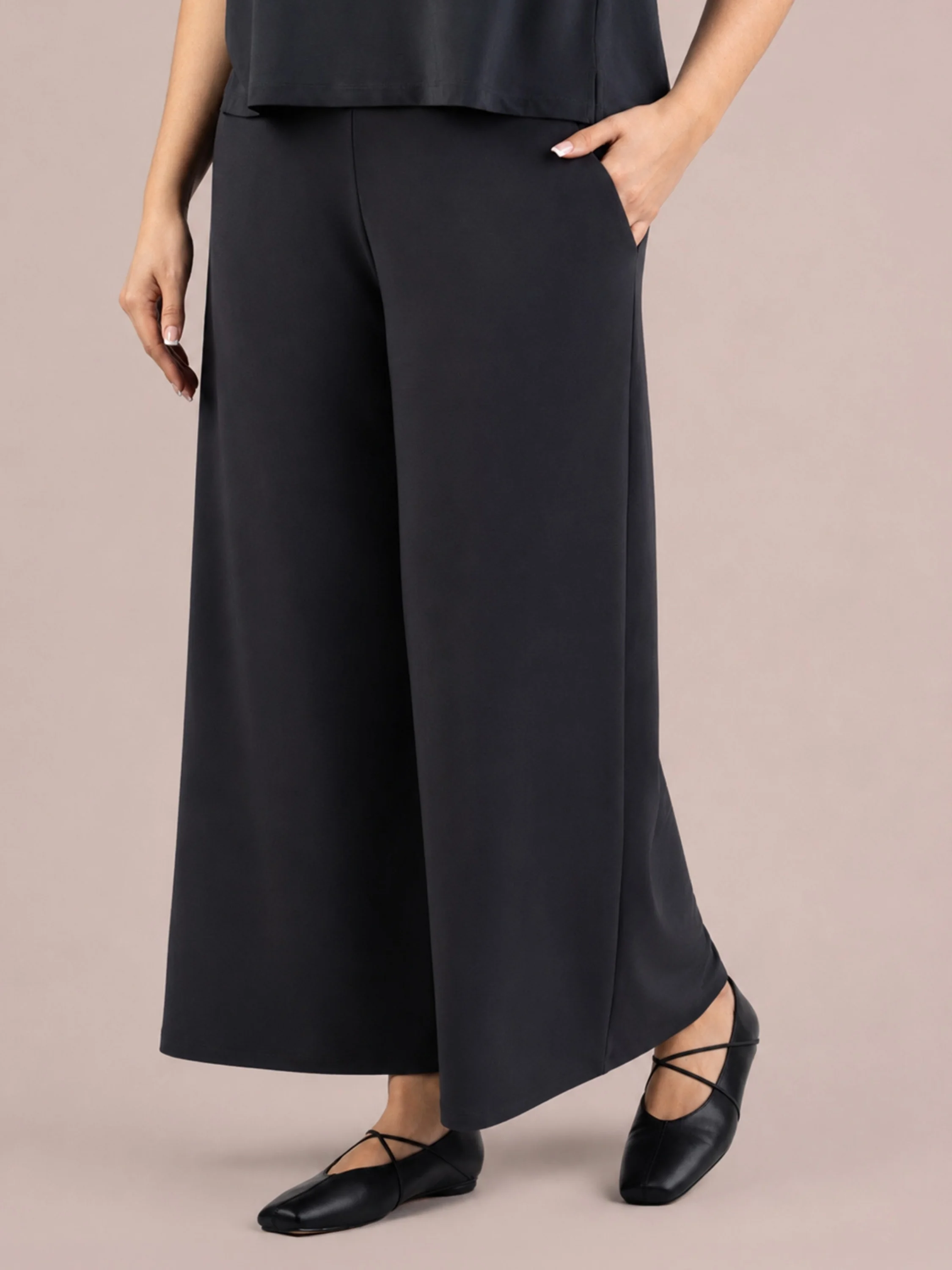 Wide Leg Trouser in Black