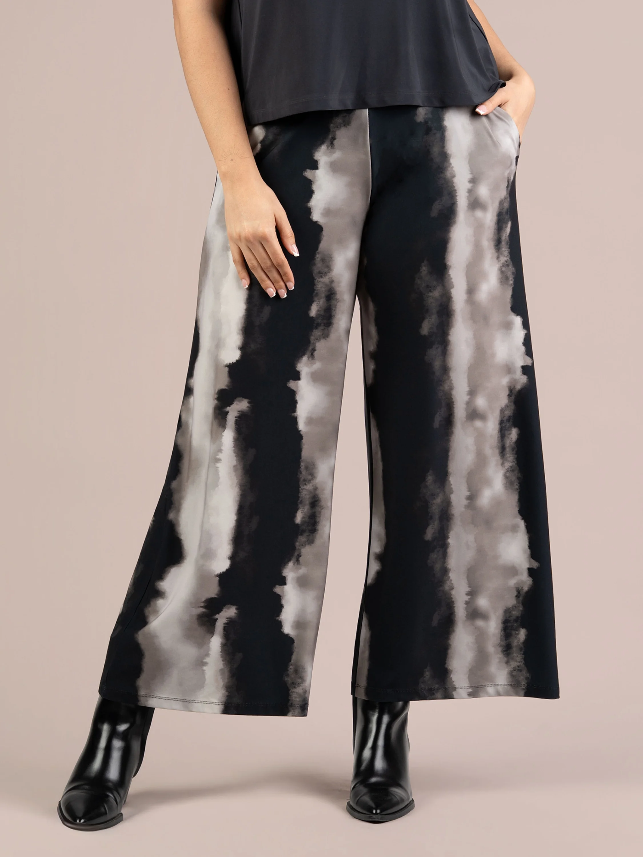 Wide Leg Trouser in Graphite Watercolor