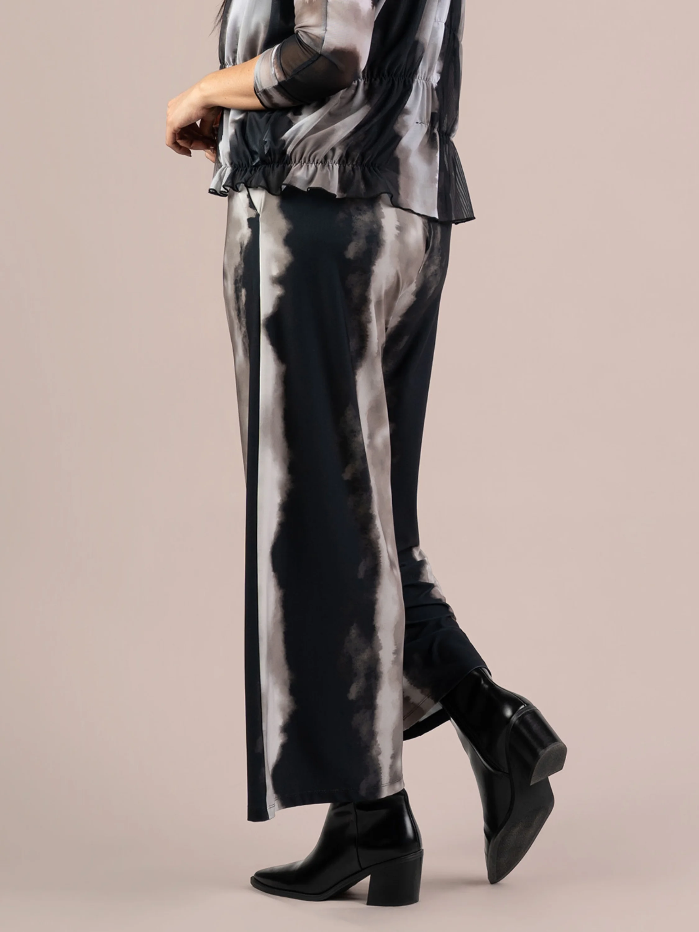 Wide Leg Trouser in Graphite Watercolor