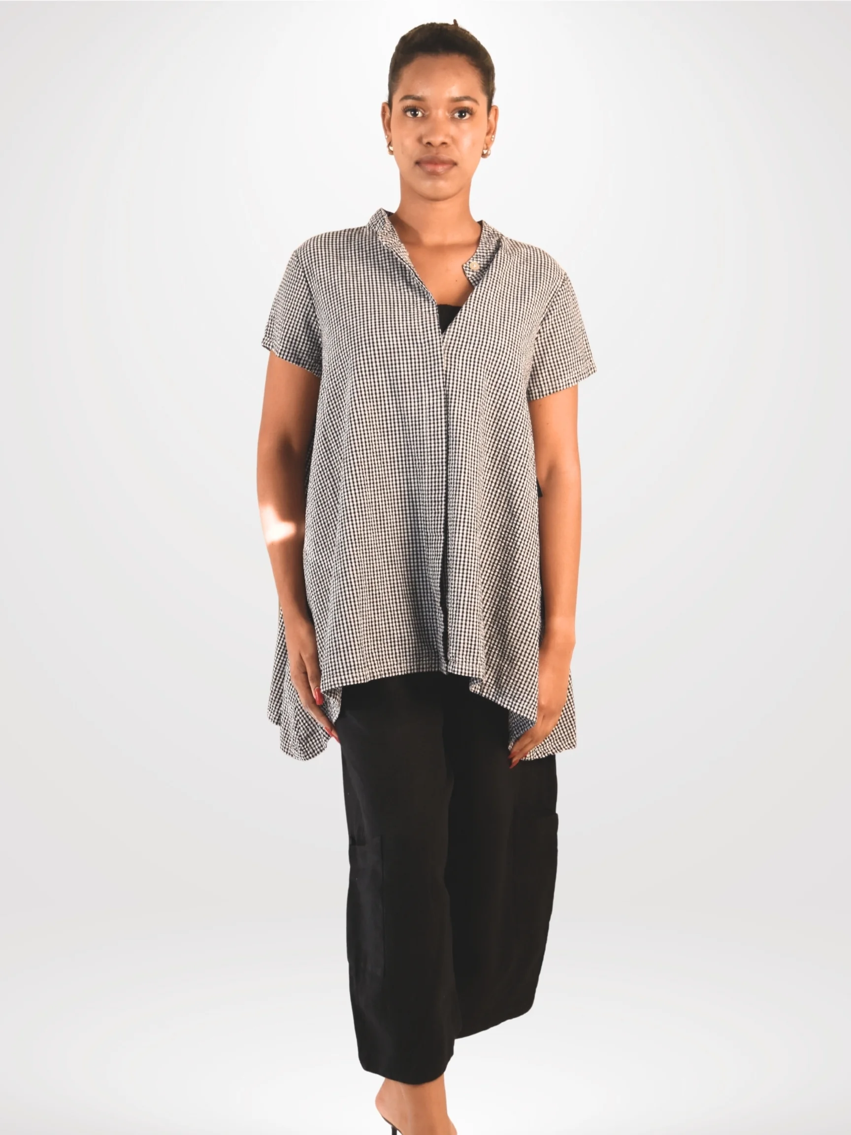 Model is 5’ 8” and wearing size S