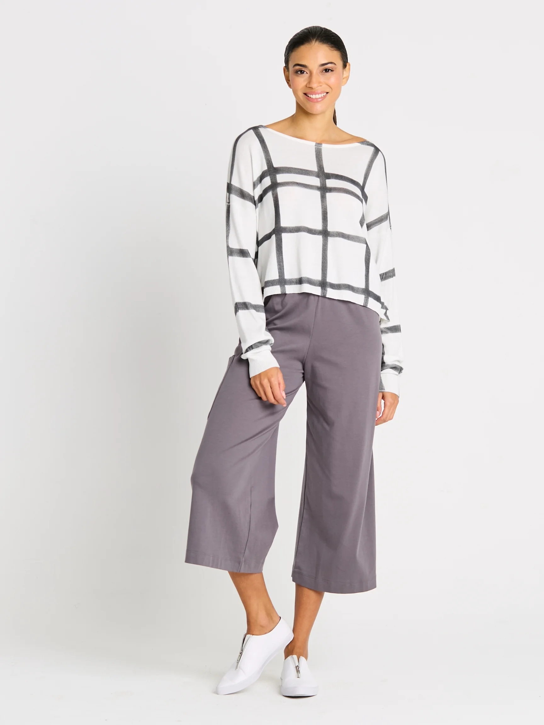 Windowpane Sweater in Crudo/Black