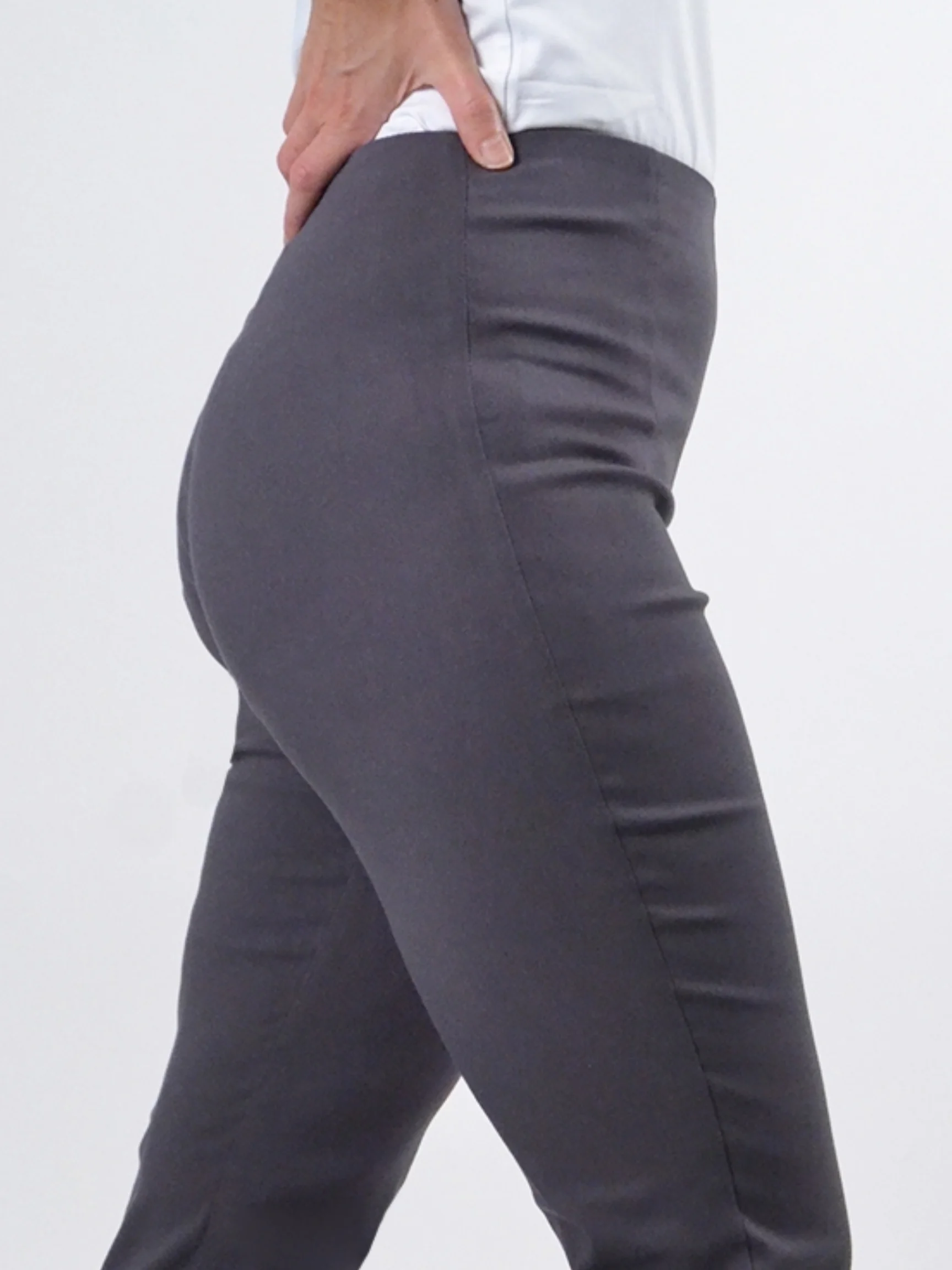 Zani Long Pant with Slit in Dark Grey