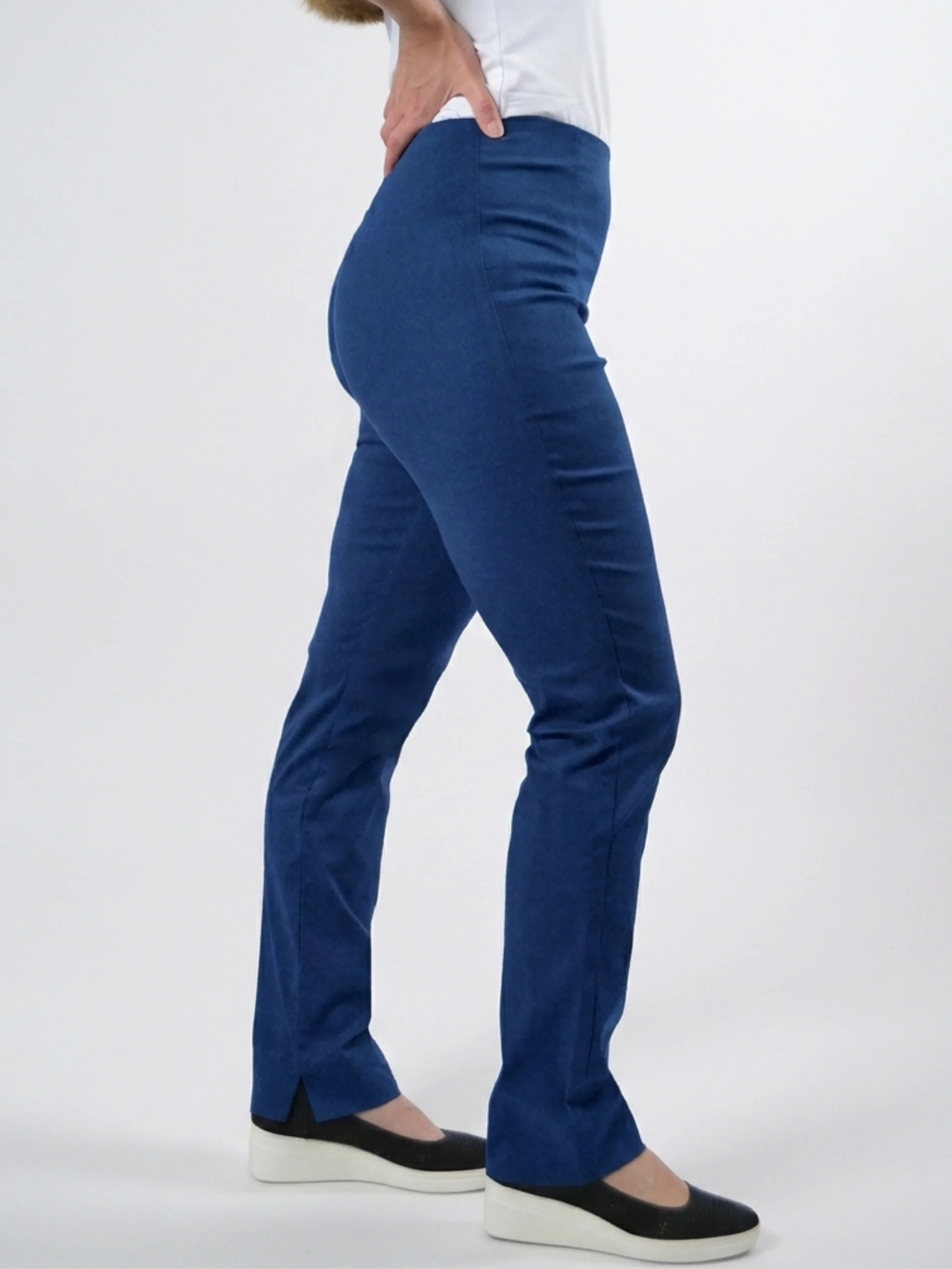Zani Long Pant with Slit in Bluejay