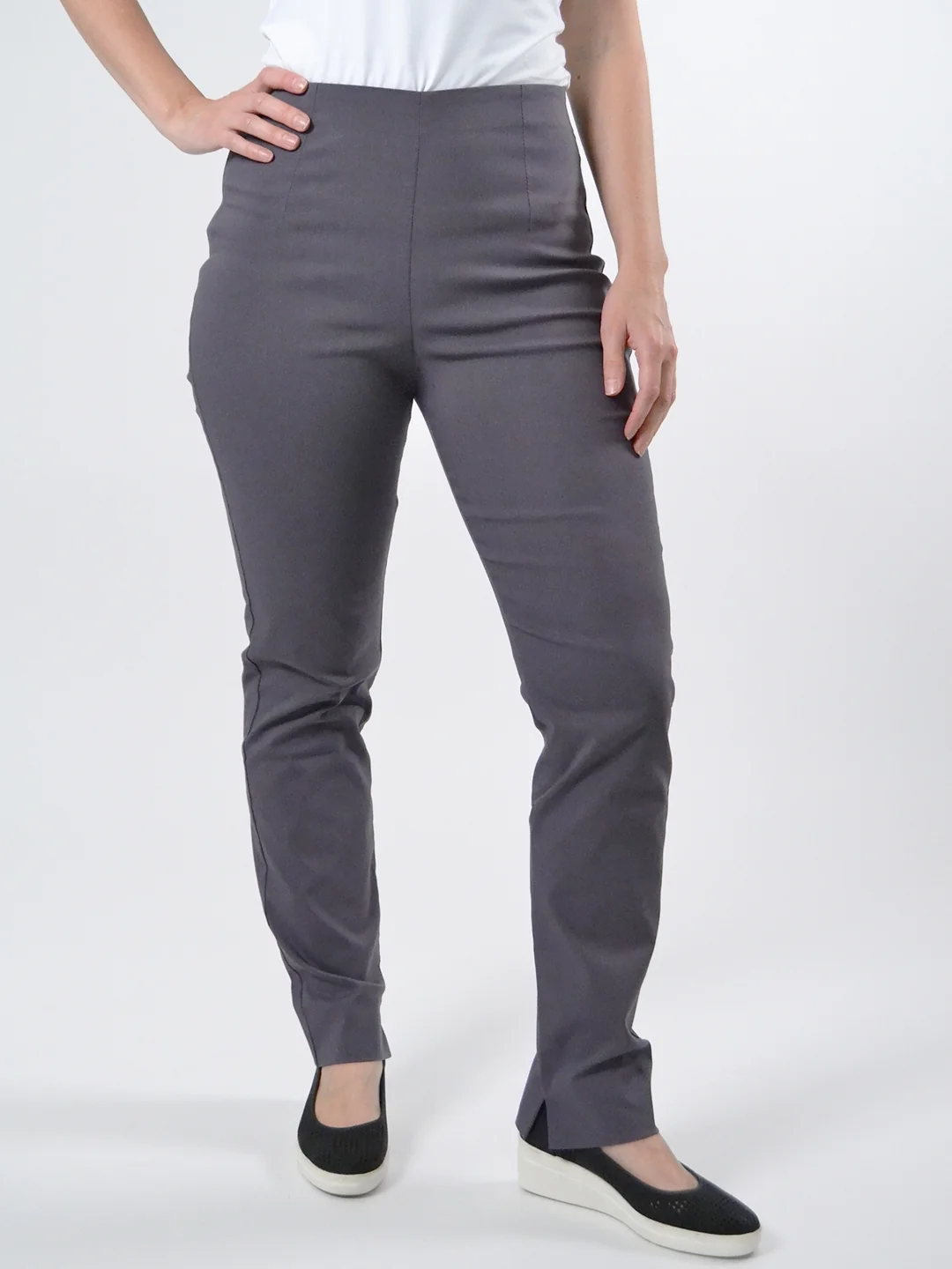 Zani Long Pant with Slit in Dark Grey